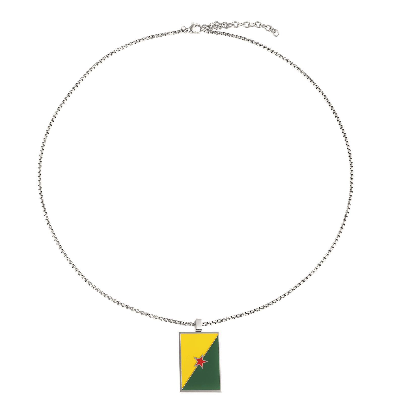 Collier Drapeau Guyane 21*37mm Multicolore 50A55cm Acier