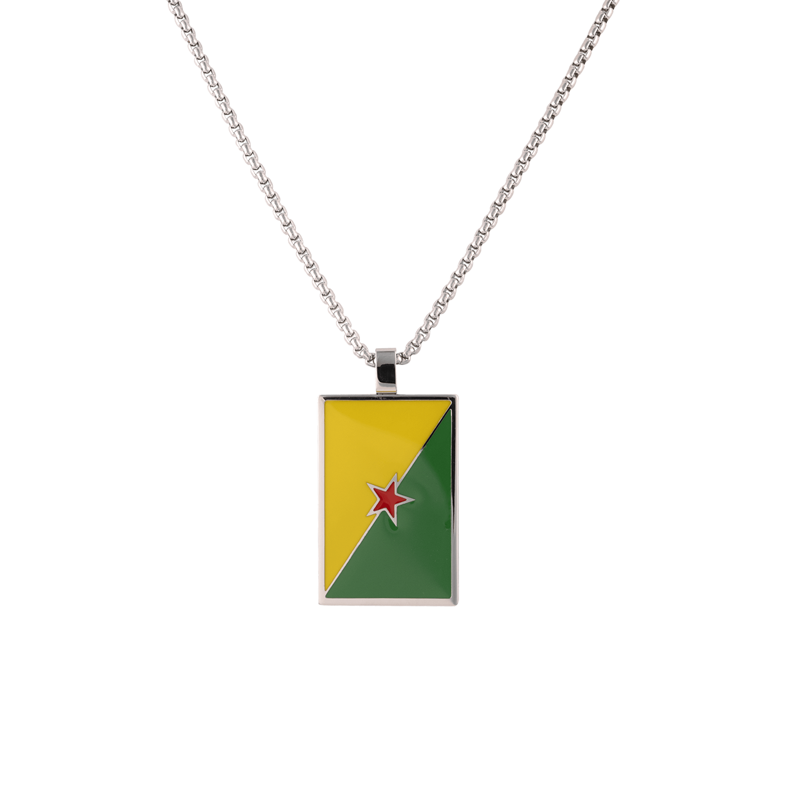 Collier Drapeau Guyane 21*37mm Multicolore 50A55cm Acier