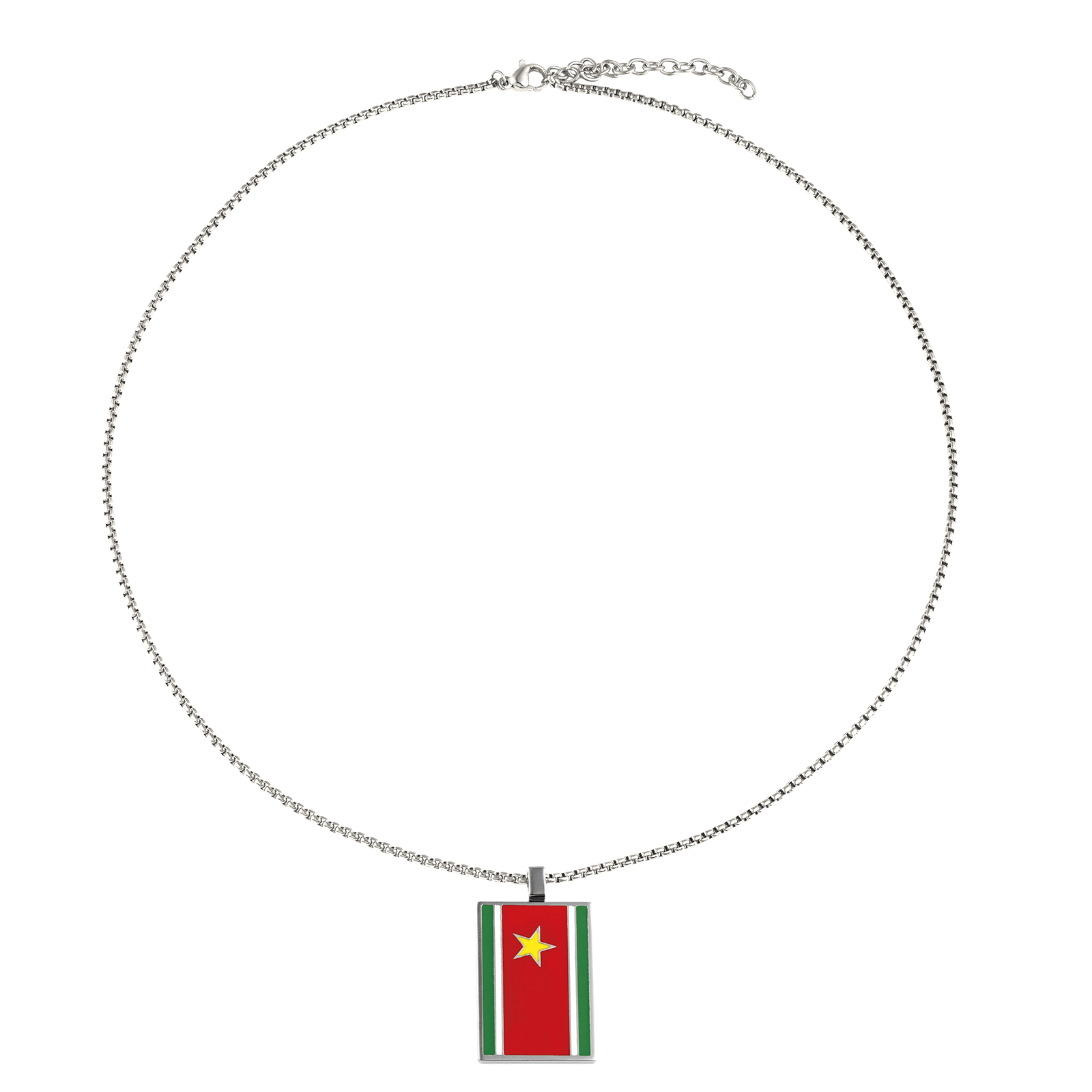 Collier Drapeau Guadeloupe 21*37mm Multicolore 50 A 55cm Acier