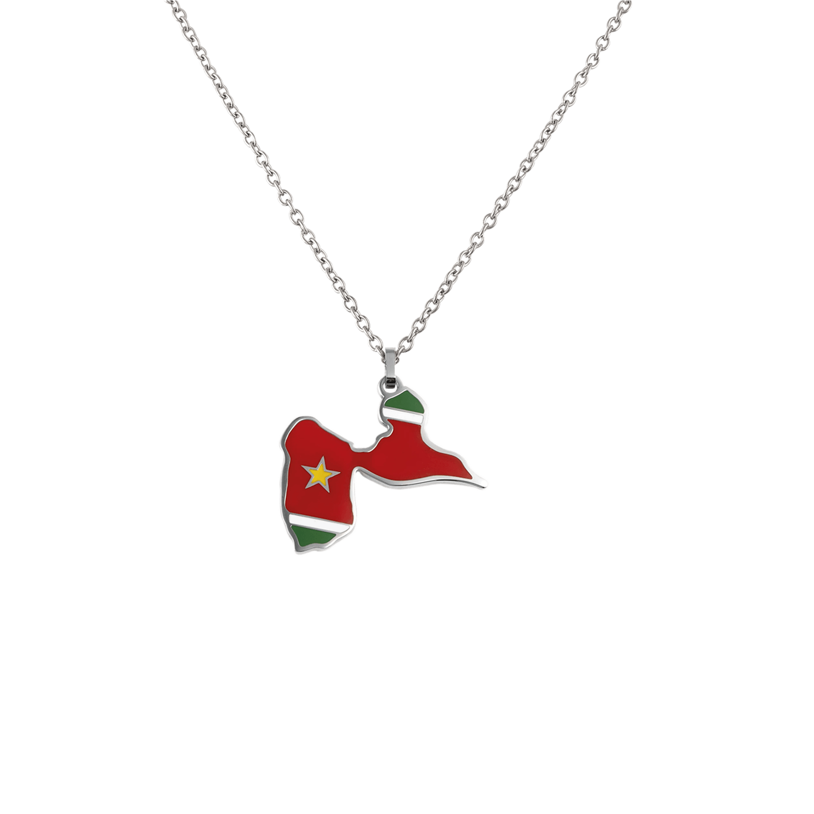Collier Carte Guadeloupe 32*28mm Multicolore 50A55cm Acier