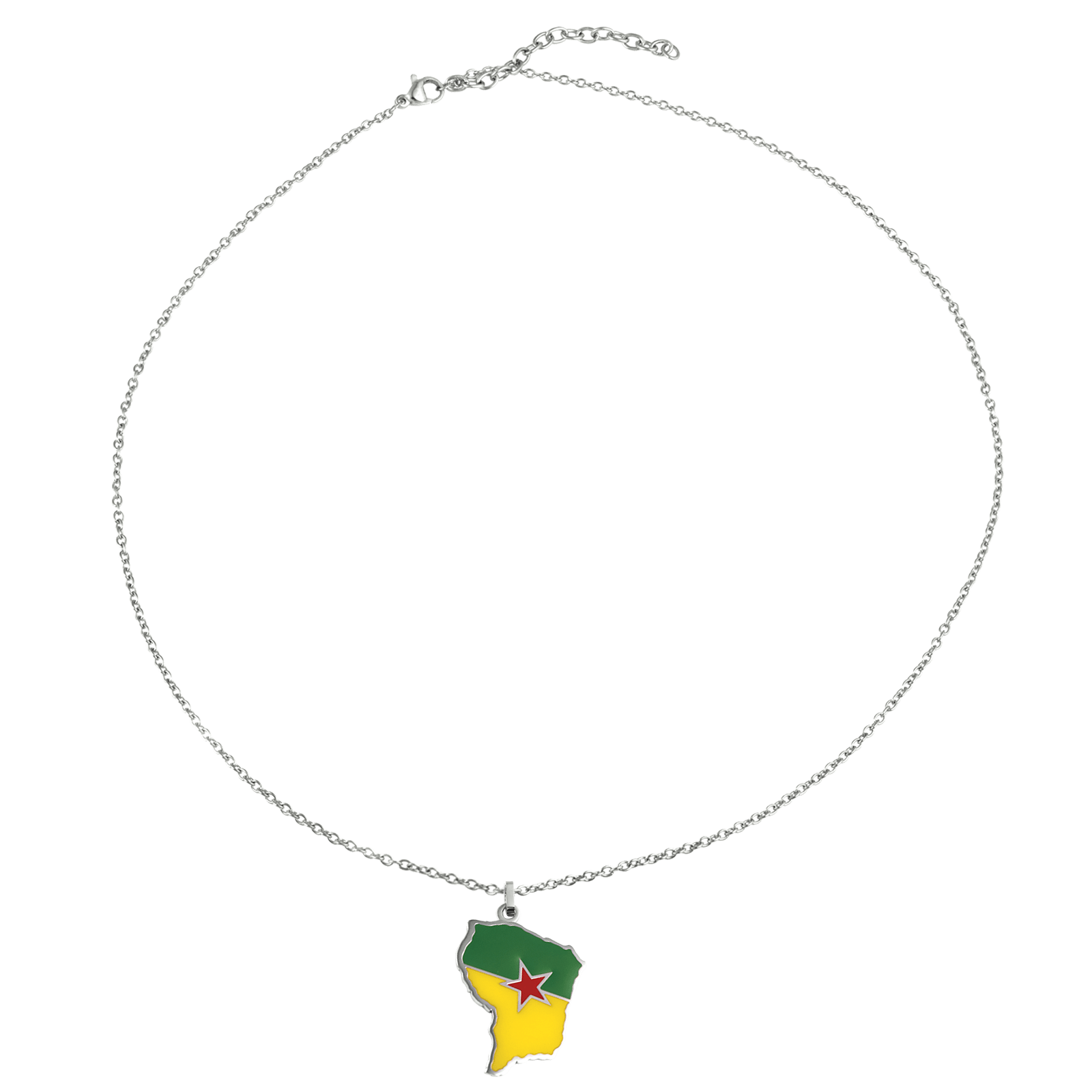 Collier Carte Guyane 25*37mm Multicolore 50 A 55cm Acier