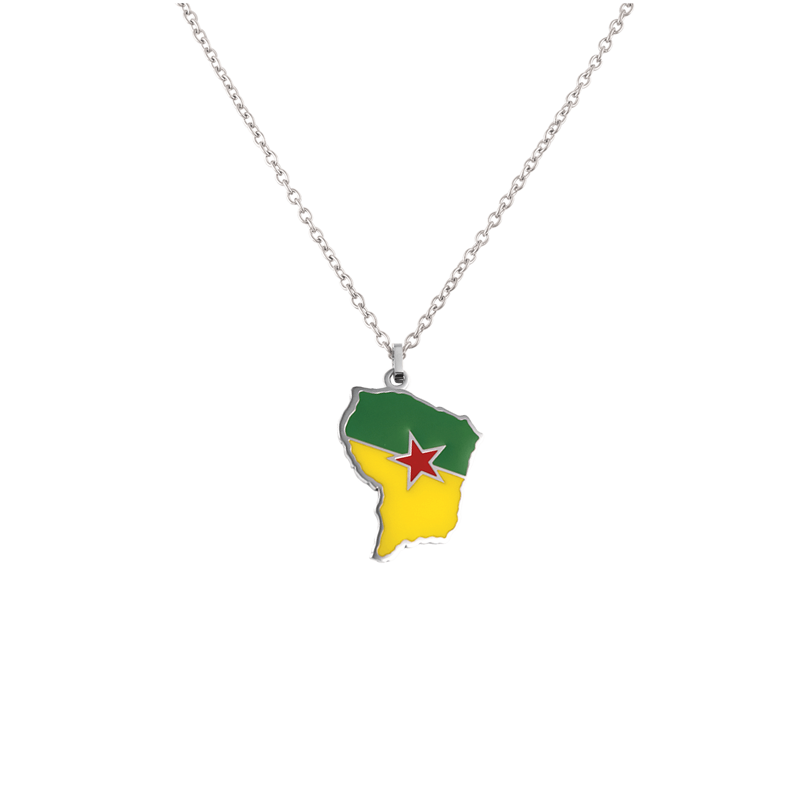 Collier Carte Guyane 25*37mm Multicolore 50 A 55cm Acier