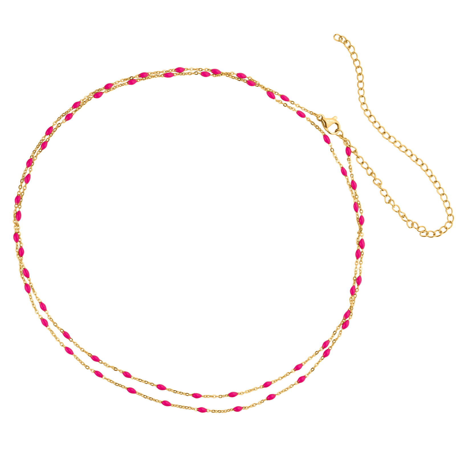 chaîne de taille Callas Acier doré boules époxy roses 80 plus 15 centimètres