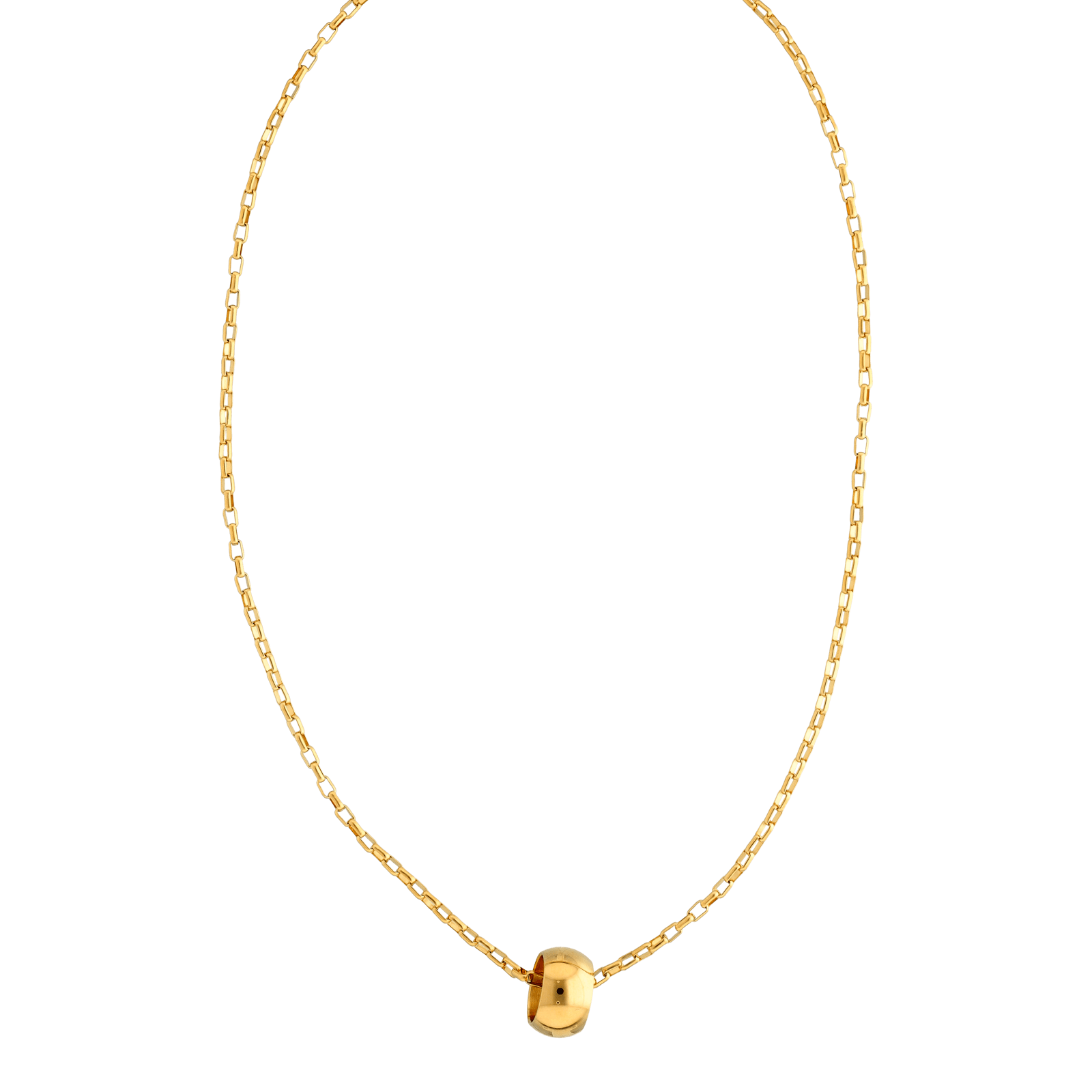Collier Callas en acier doré avec pendentif anneau large, 40,5 cm avec rallonge de 5 cm