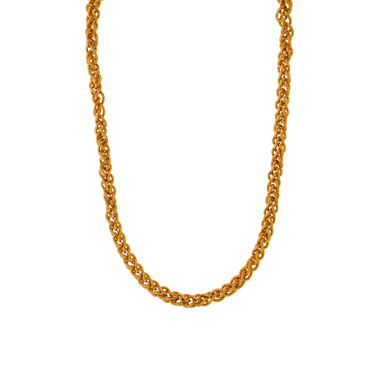 collier callas acier doré forçat double lisse et strié 60 mm