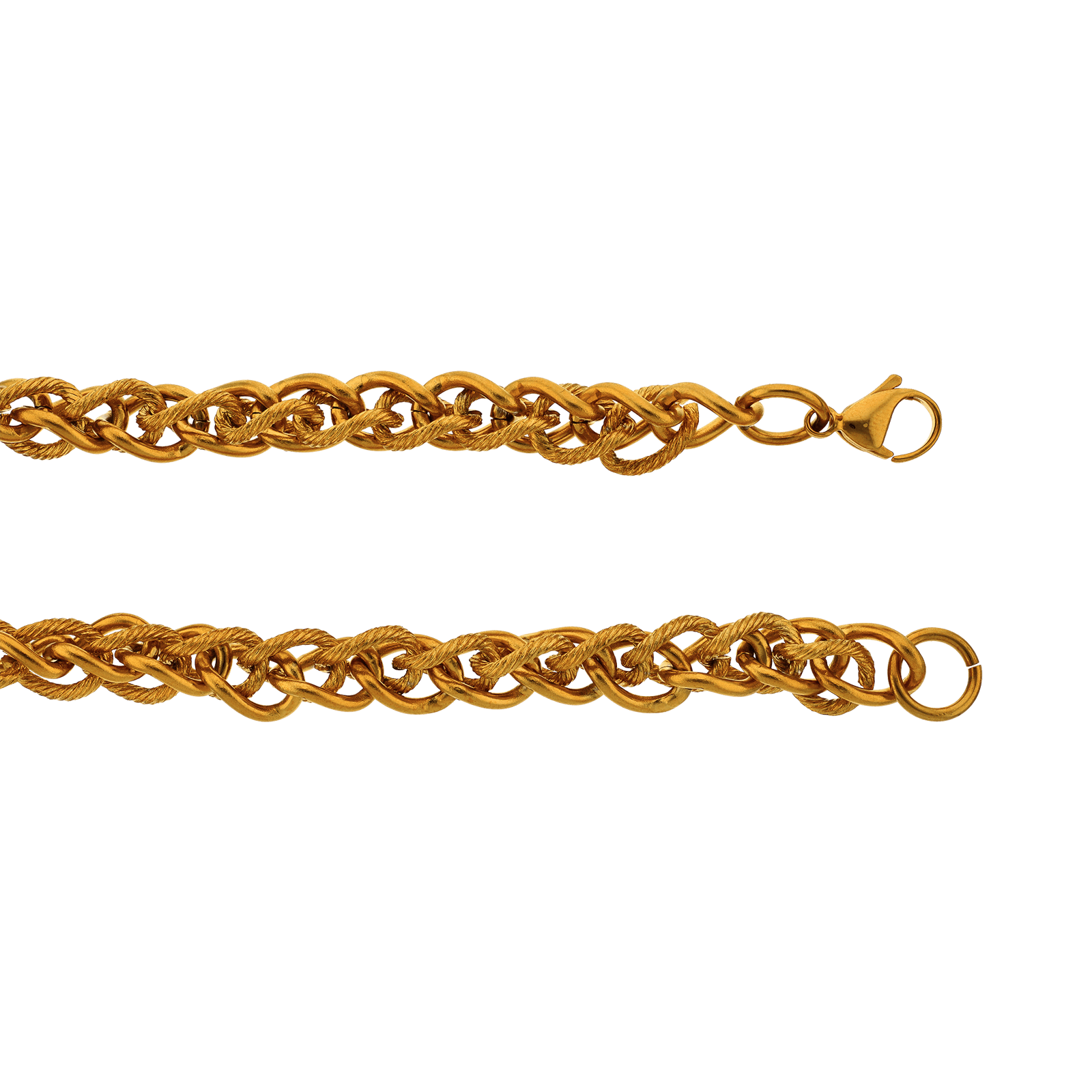collier callas acier doré forçat double lisse et strié 60 mm