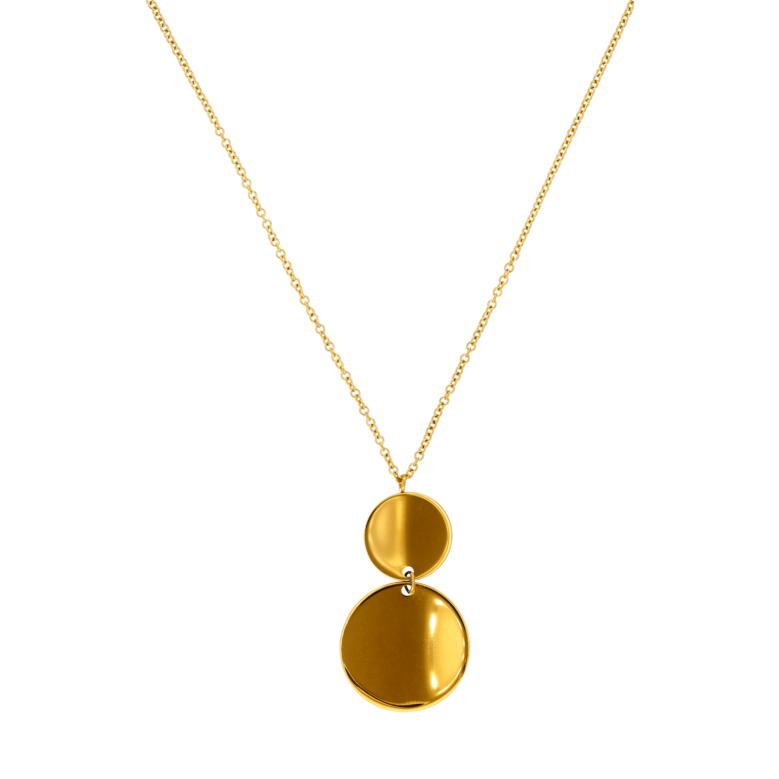 Collier Callas Acier doré Pendentif Pastilles brossées 40 plus 5 centimètres