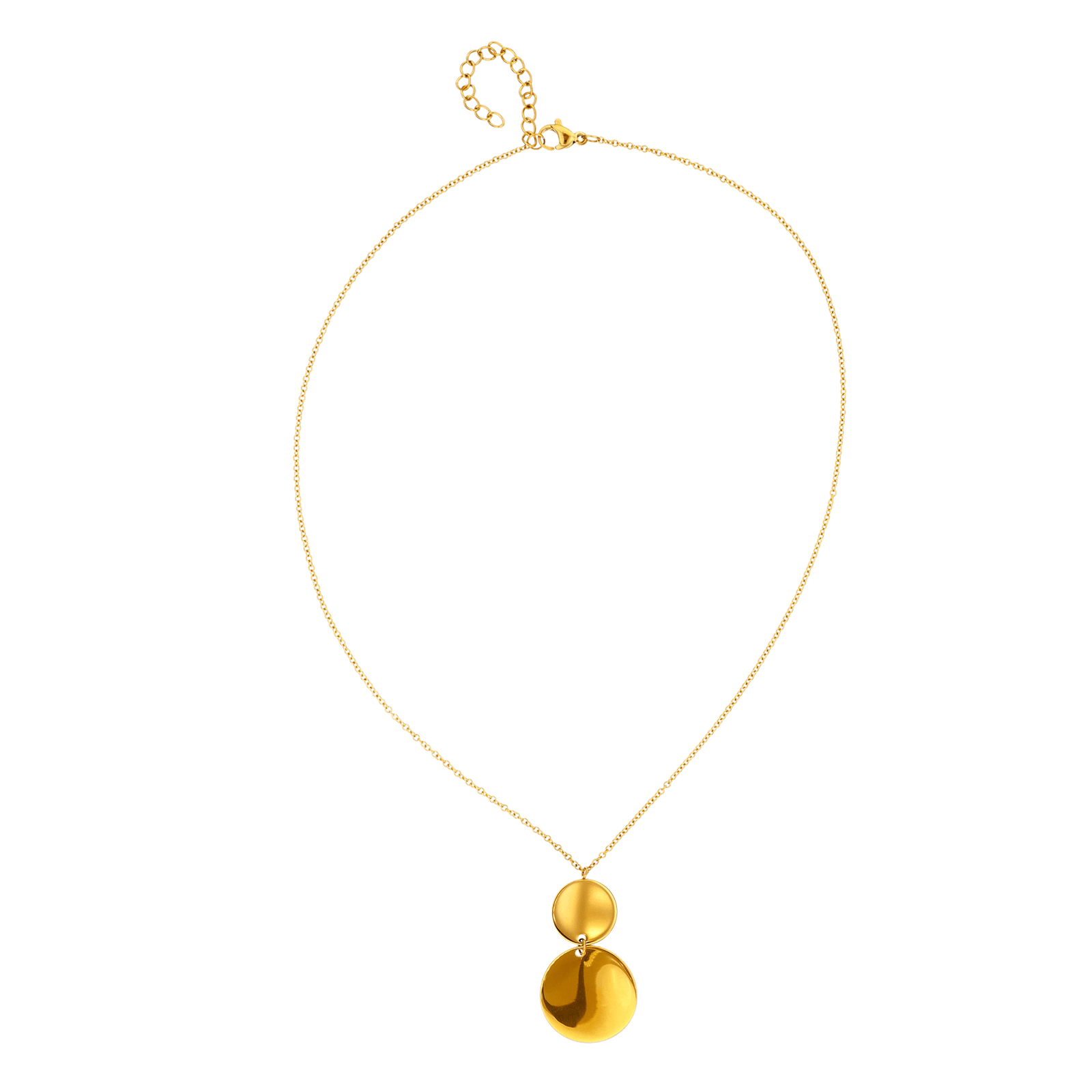 Collier Callas Acier doré Pendentif Pastilles brossées 40 plus 5 centimètres