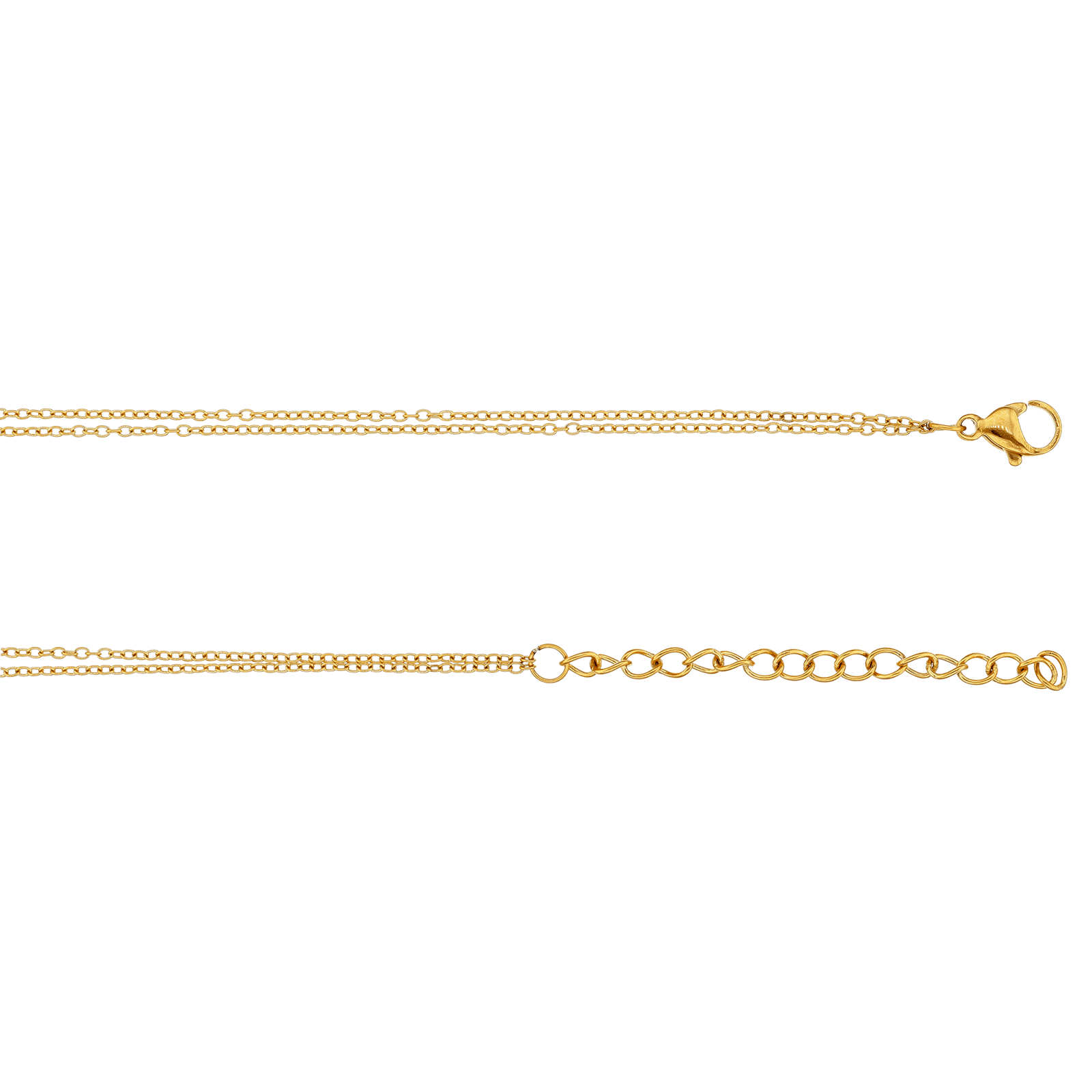 Collier Callas Acier doré double chaîne pendentif Médaille et barrette brossé 40 plus 5 centimètres