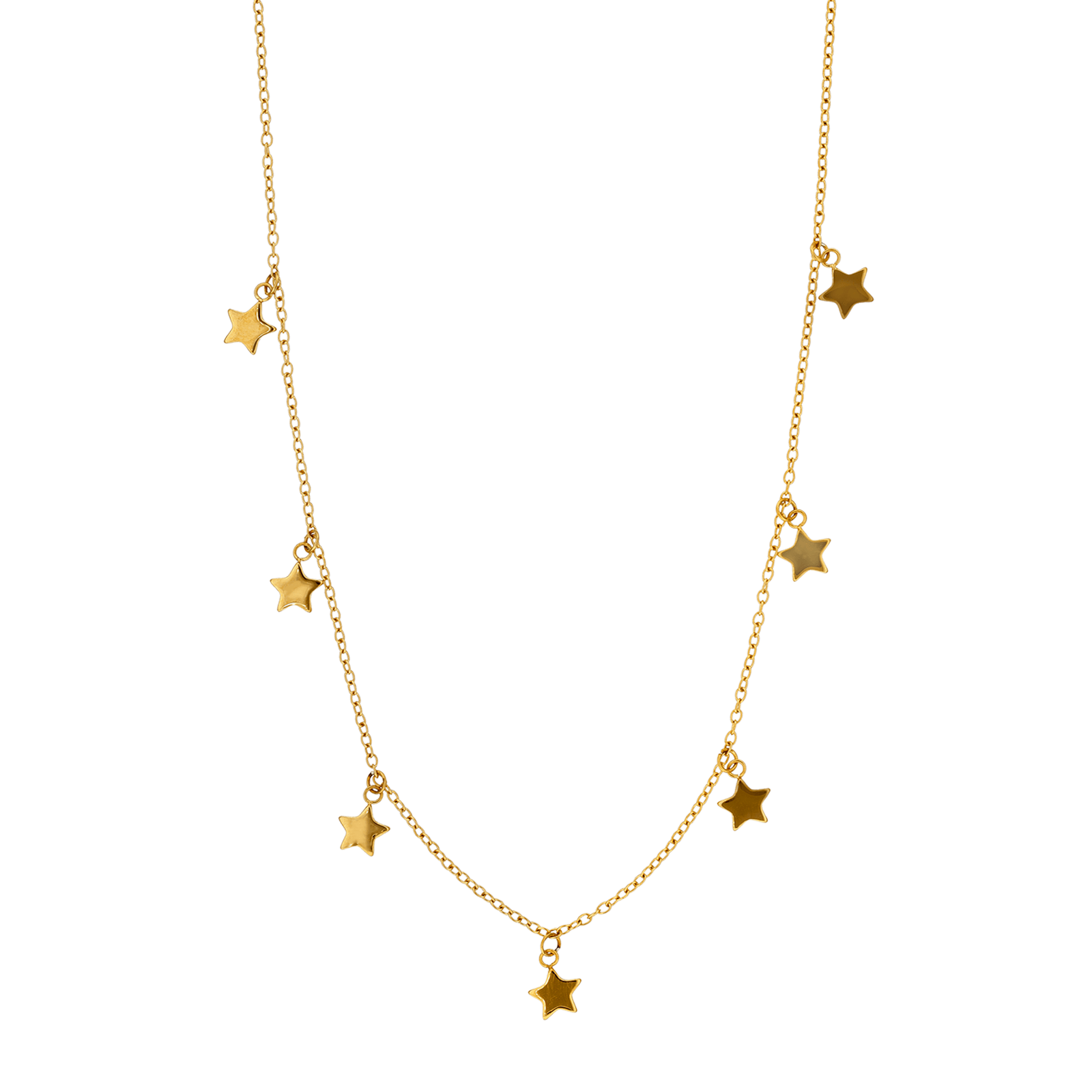 collier callas acier doré pampille 7 étoiles 40 plus 5 mm