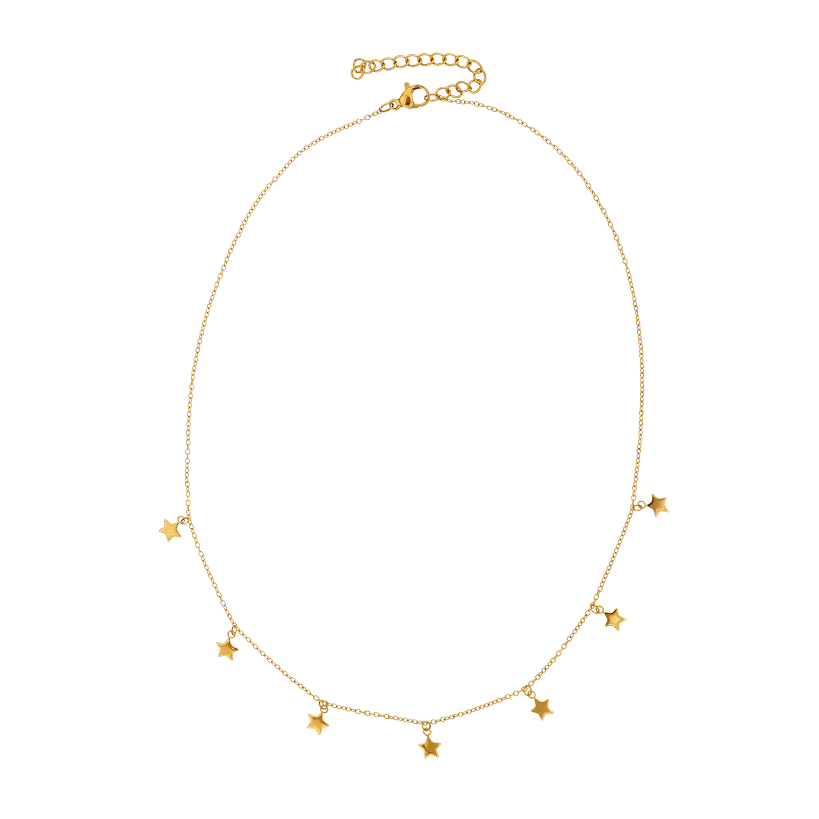collier callas acier doré pampille 7 étoiles 40 plus 5 mm