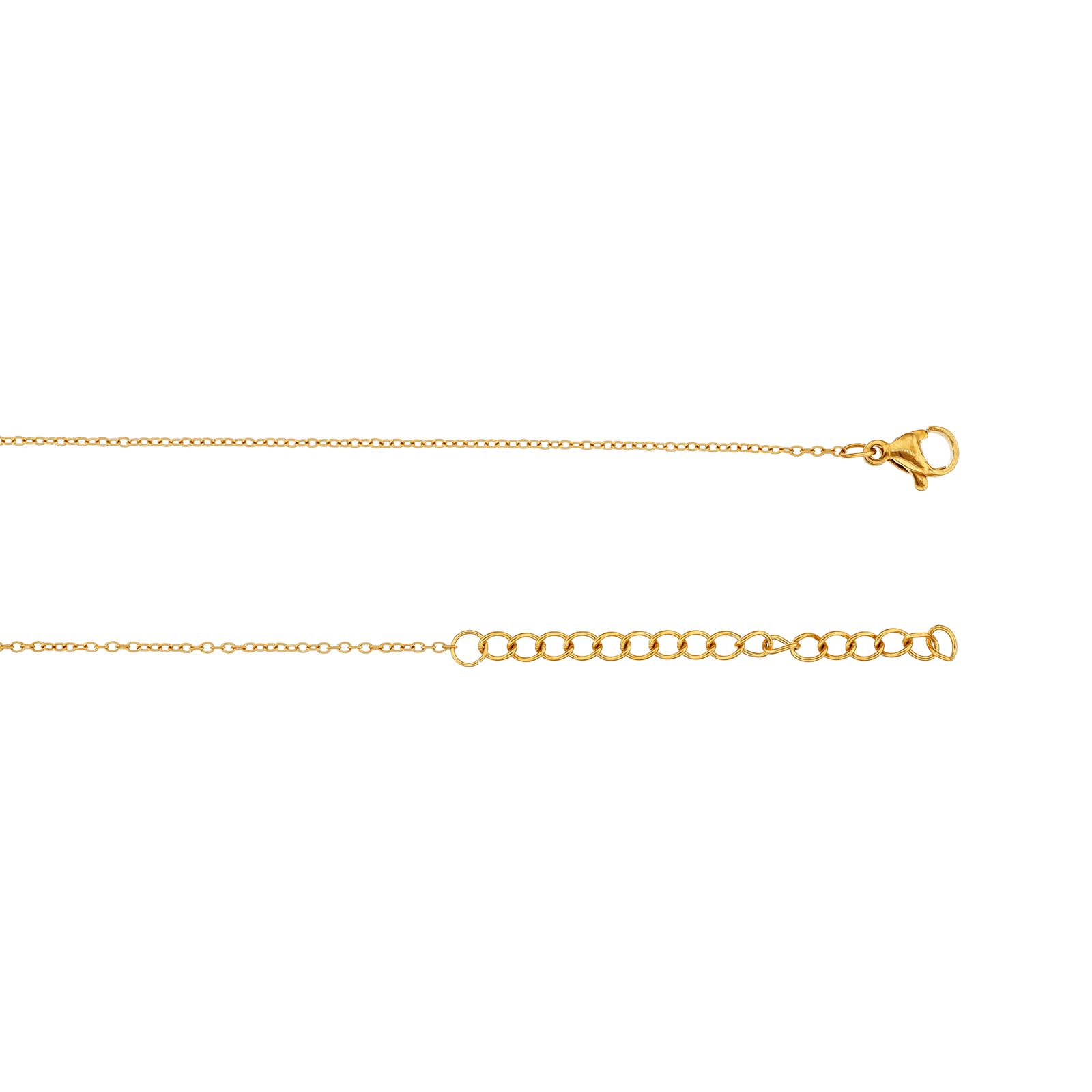 collier callas acier doré pampille 7 pastilles lisses 40 plus 5 mm