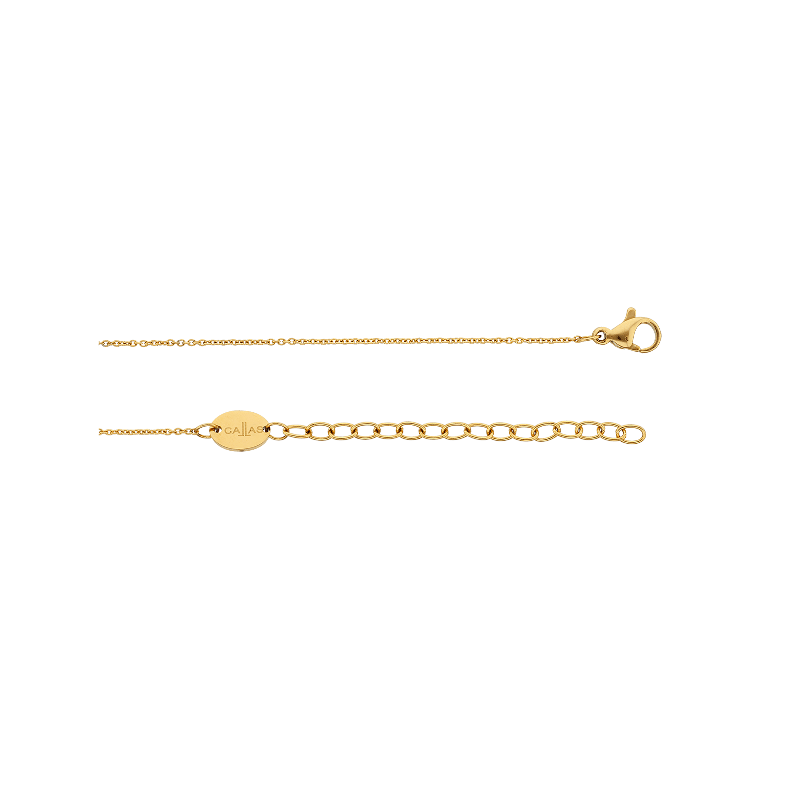 collier callas acier doré pendentif trois pampille coeur clés cadenas oxyde de zirconium 40 plus 5 mm
