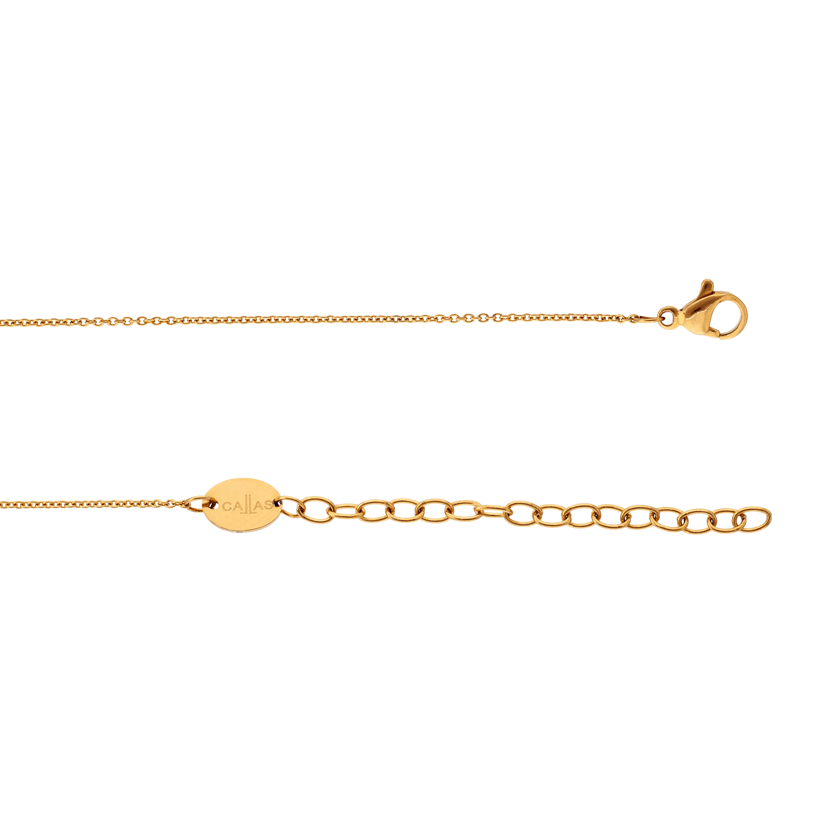 collier callas acier doré pendentif oxyde de zirconium 40 plus 5 mm