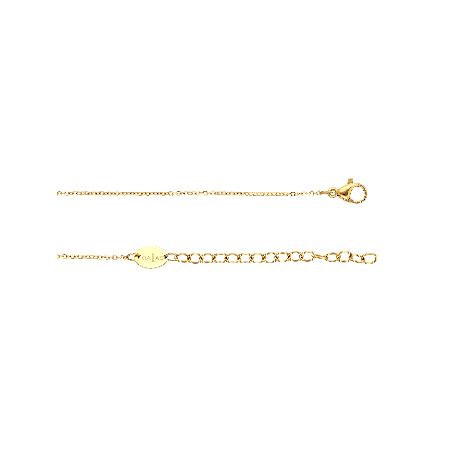 collier callas acier doré pendentif barrette oxyde de zirconium 40 plus 5 mm