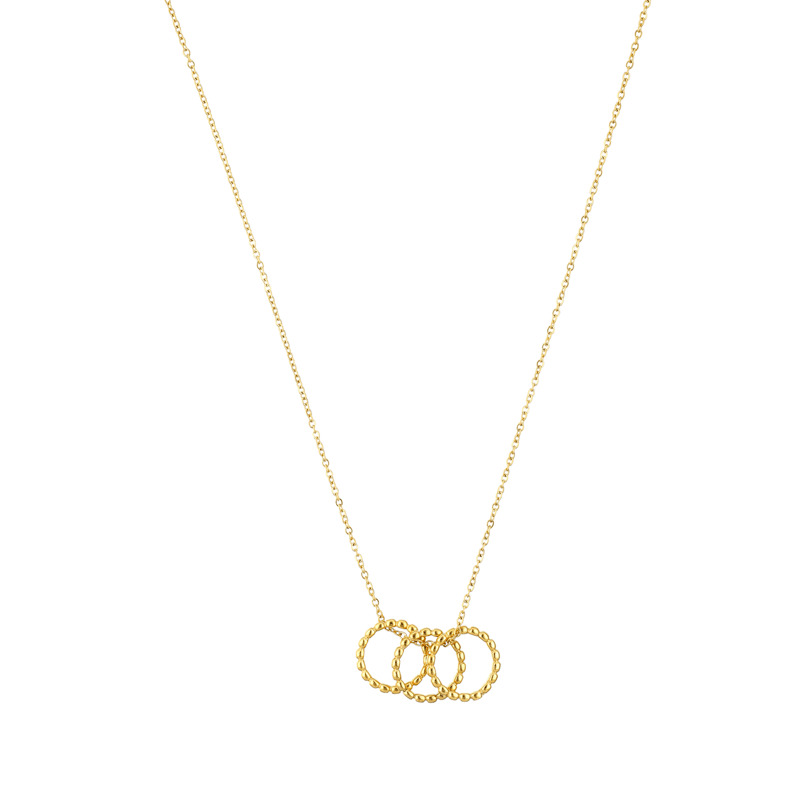 Collier Callas Acier Pendentif anneaux motif petites boules 40 plus 5 centimètres