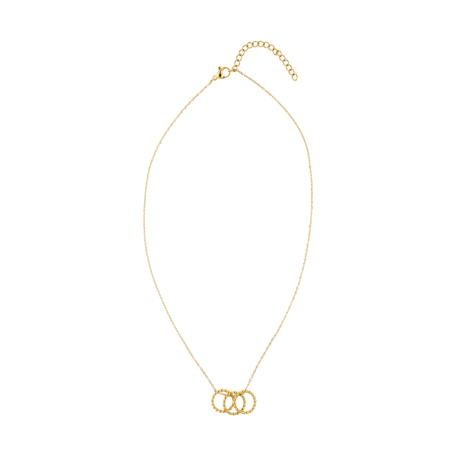Collier Callas Acier Pendentif anneaux motif petites boules 40 plus 5 centimètres