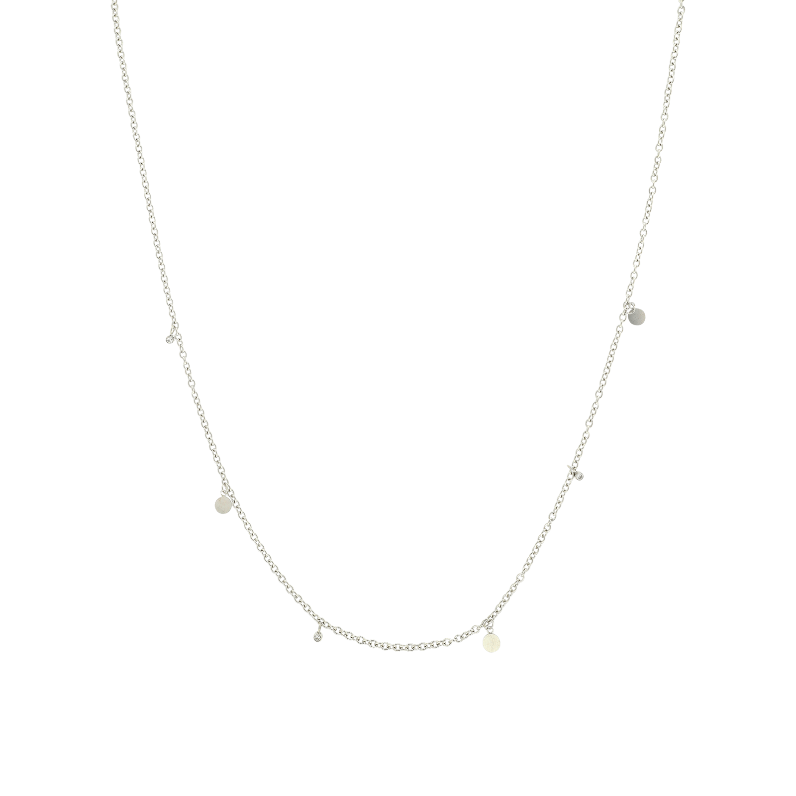 chaîne de taille Callas Acier alternée Pastille et Oxyde de Zirconium 80 plus 15 centimètres