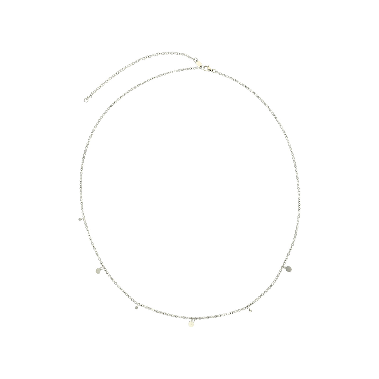 chaîne de taille Callas Acier alternée Pastille et Oxyde de Zirconium 80 plus 15 centimètres