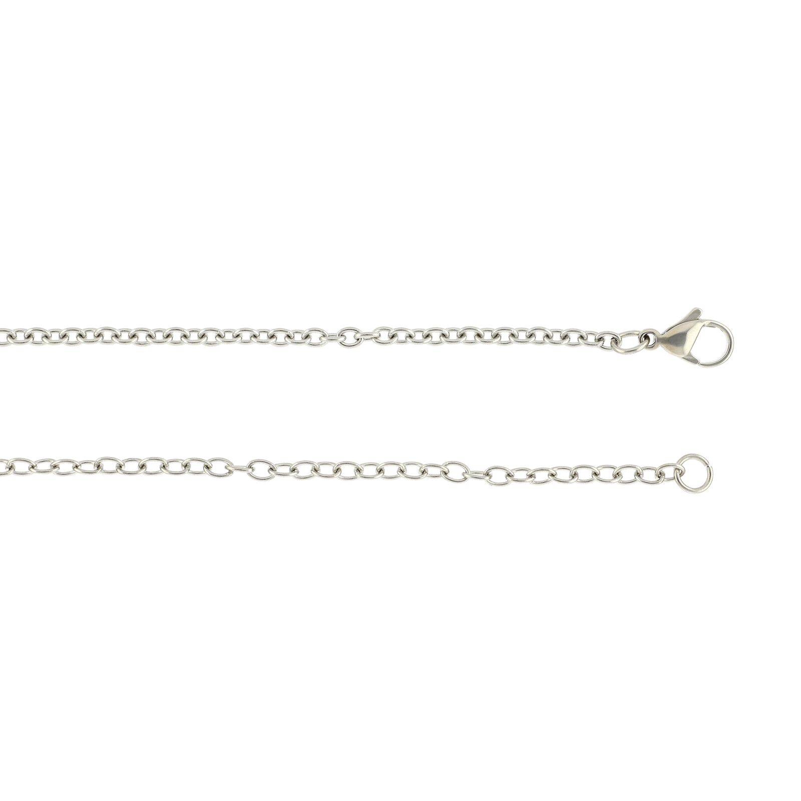 chaîne de taille Callas Acier alternée Pastille et Oxyde de Zirconium 80 plus 15 centimètres