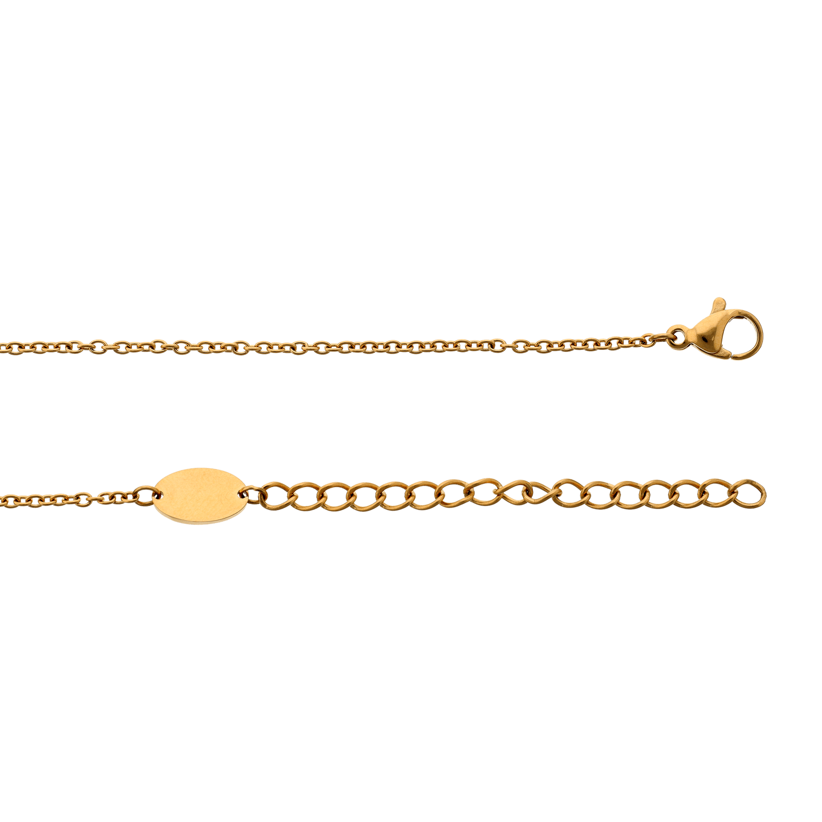 Collier Callas Acier doré feuille Zirconia Cubique 40 plus 5 centimètres tag