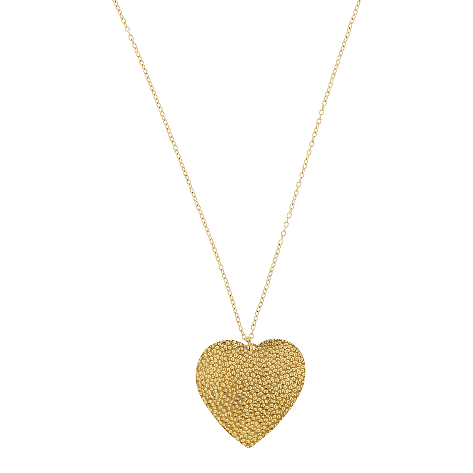 Collier Callas Acier doré Pendentif coeur martelée 40 plus 5 centimètres