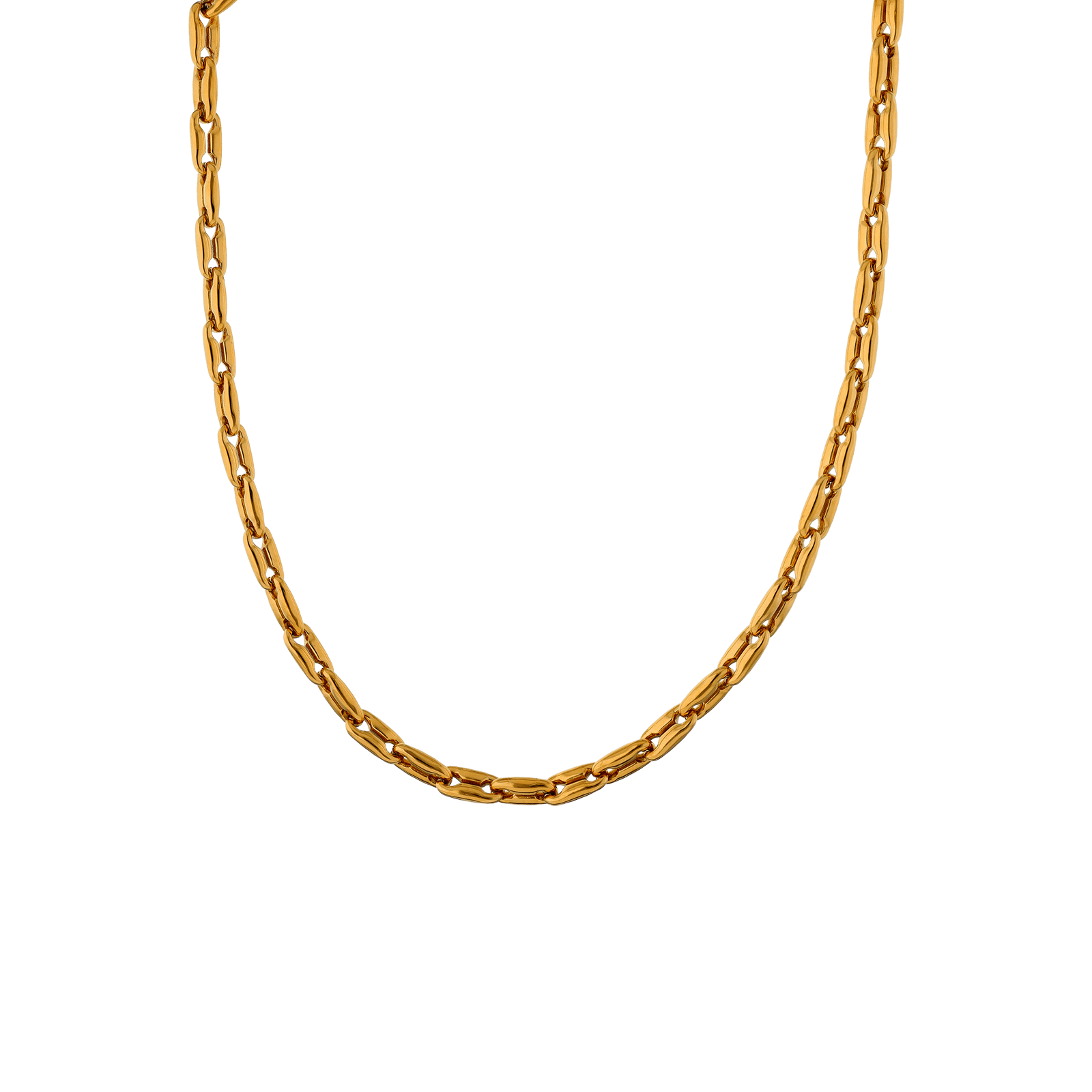 Collier Callas Acier doré maille grain de café fantaisie 60 centimètres