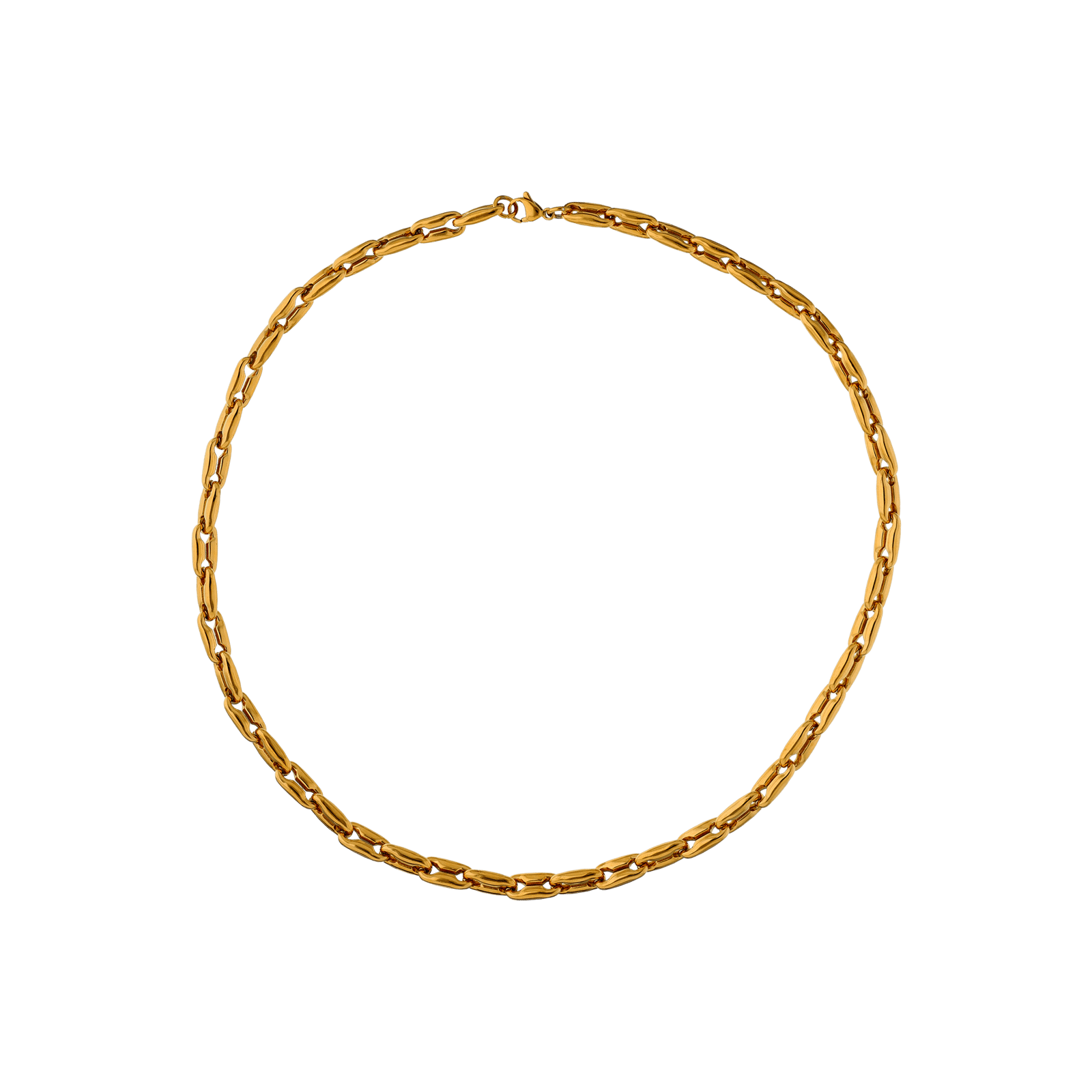 Collier Callas Acier doré maille grain de café fantaisie 60 centimètres