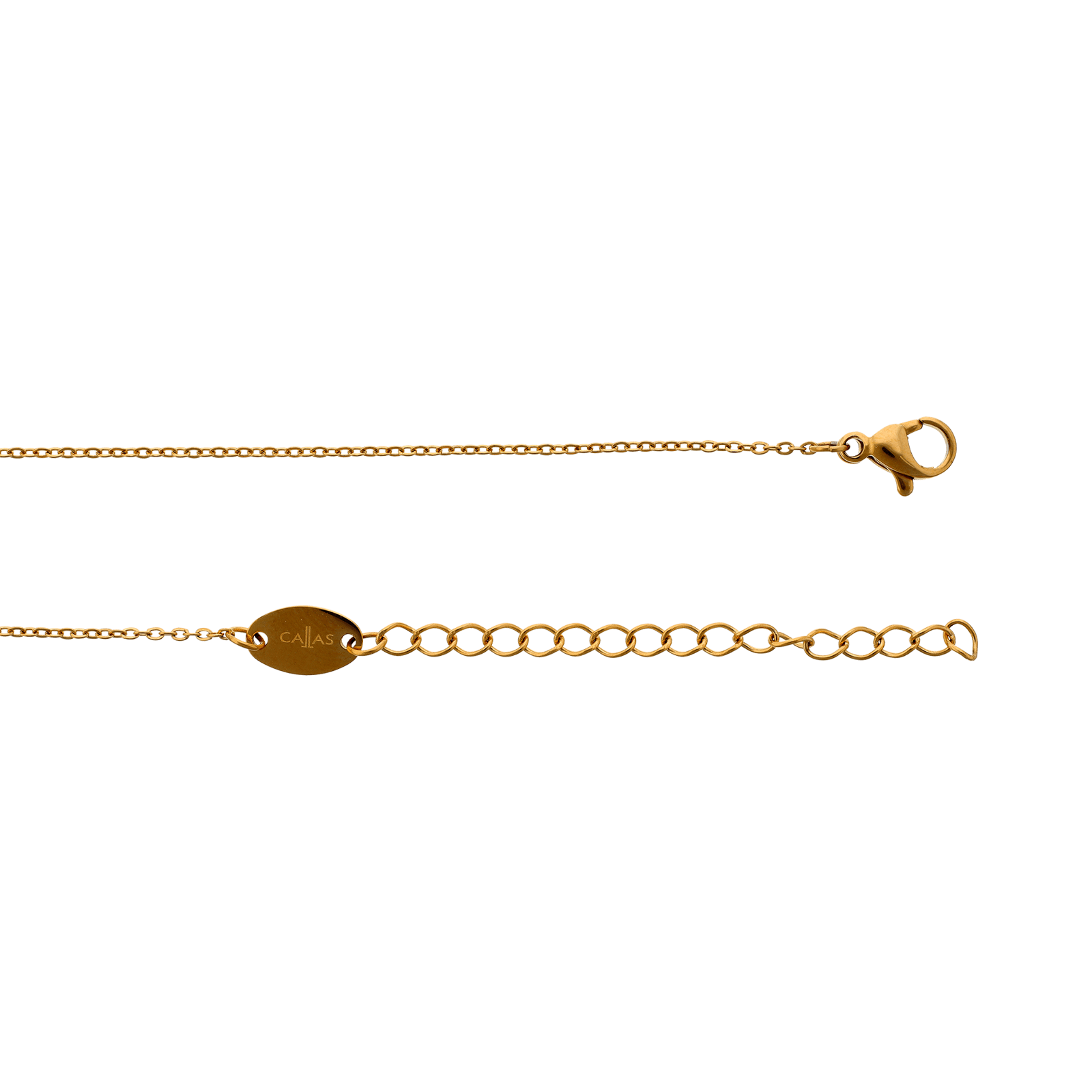 Collier Callas Acier doré Pendentif fleur Perle 45 plus 5 centimètres