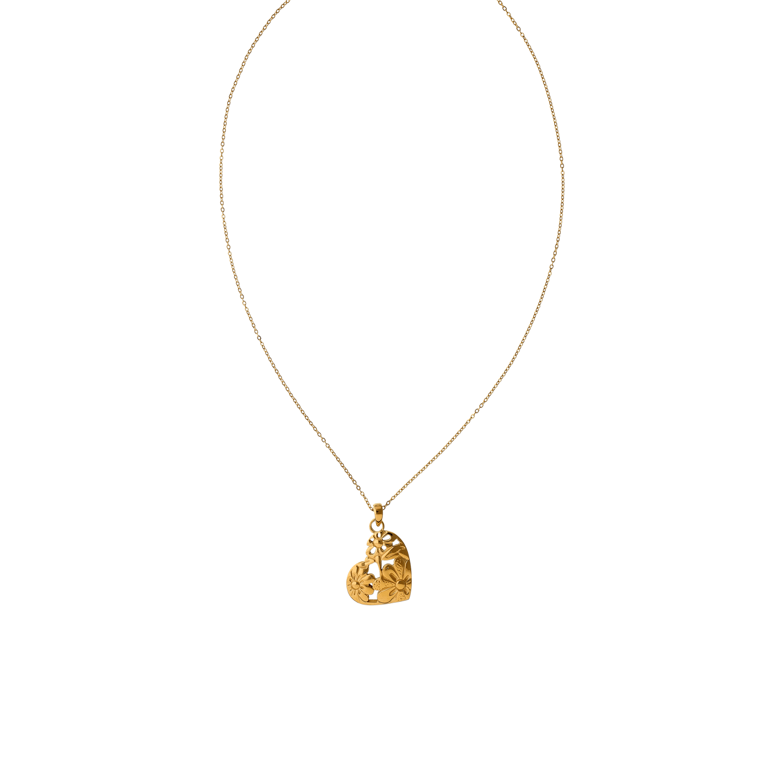collier callas acier doré pendentif coeur ajouré motif 40 plus 5 mm tag