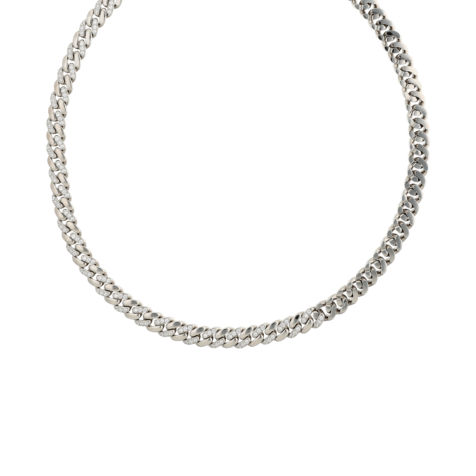 Collier Callas Acier maille cubaine et Zirconia Cubique 60 centimètres