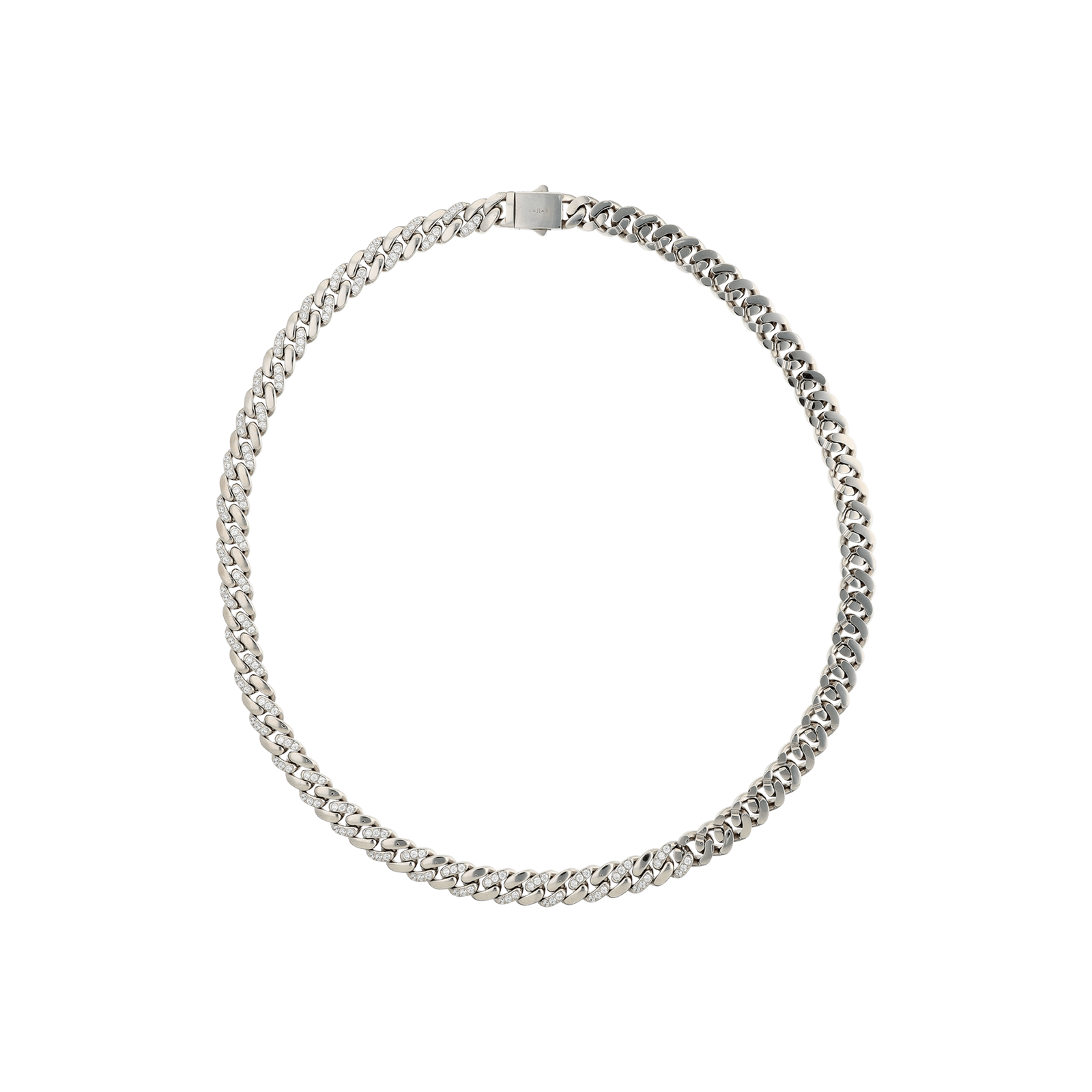 Collier Callas Acier maille cubaine et Zirconia Cubique 60 centimètres