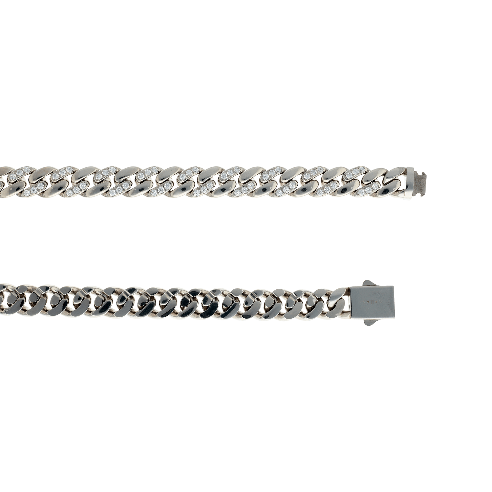 Collier Callas Acier maille cubaine et Zirconia Cubique 60 centimètres