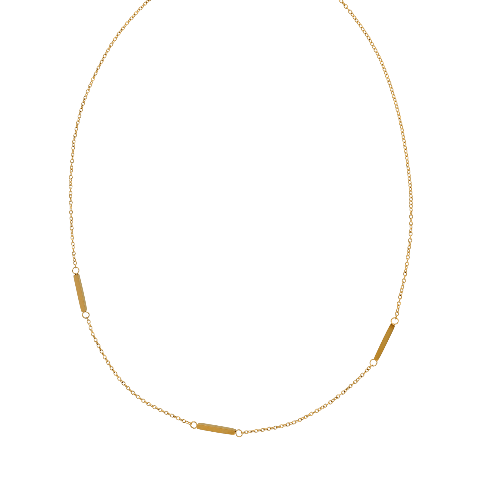 Collier Callas en acier doré trois barrettes, 40 cm avec rallonge de 5 cm