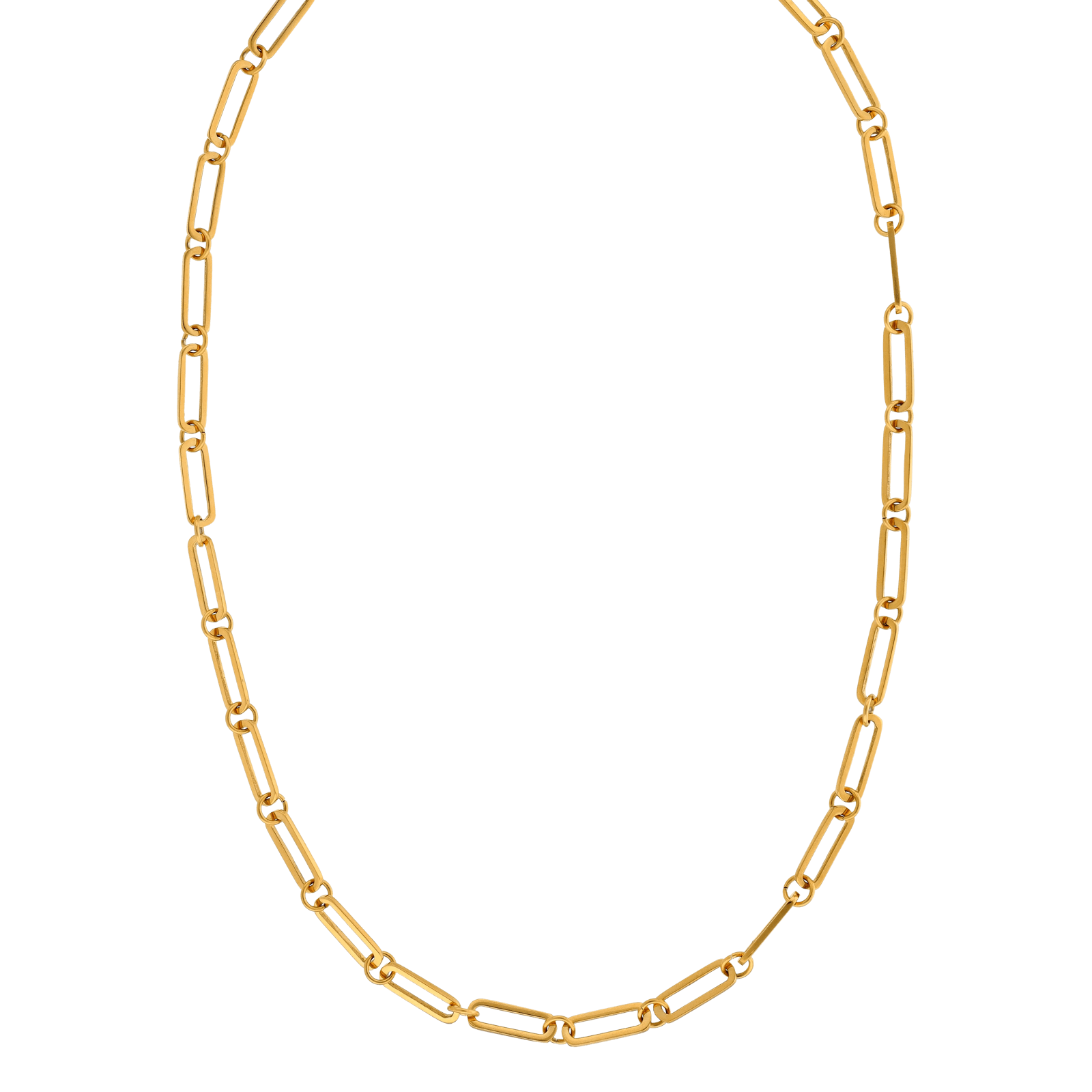 Collier Callas en acier doré maille forçat fantaisie, 45 cm