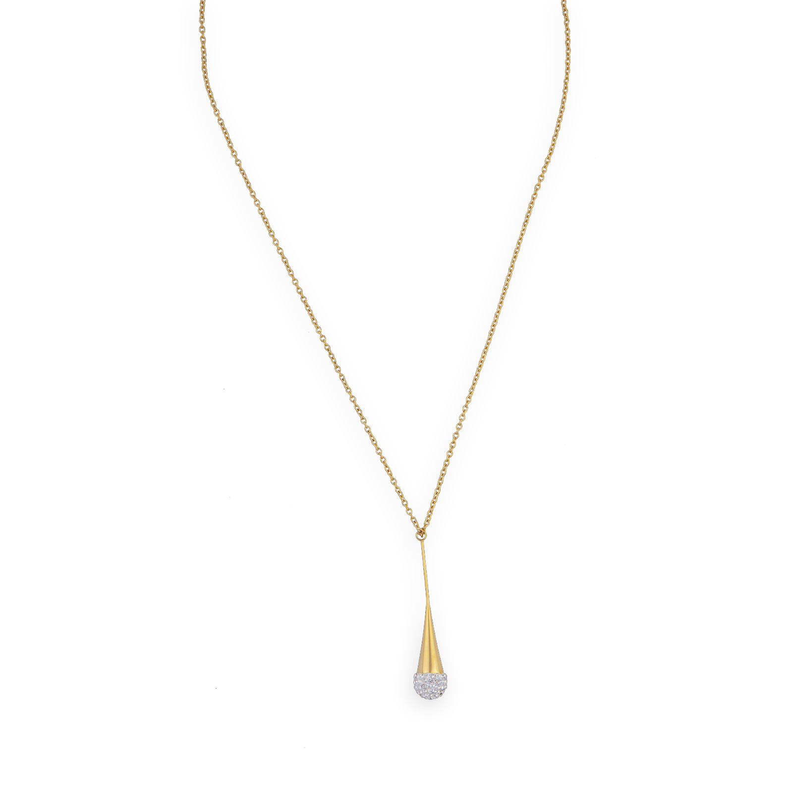 Collier acier jaune motif cristal