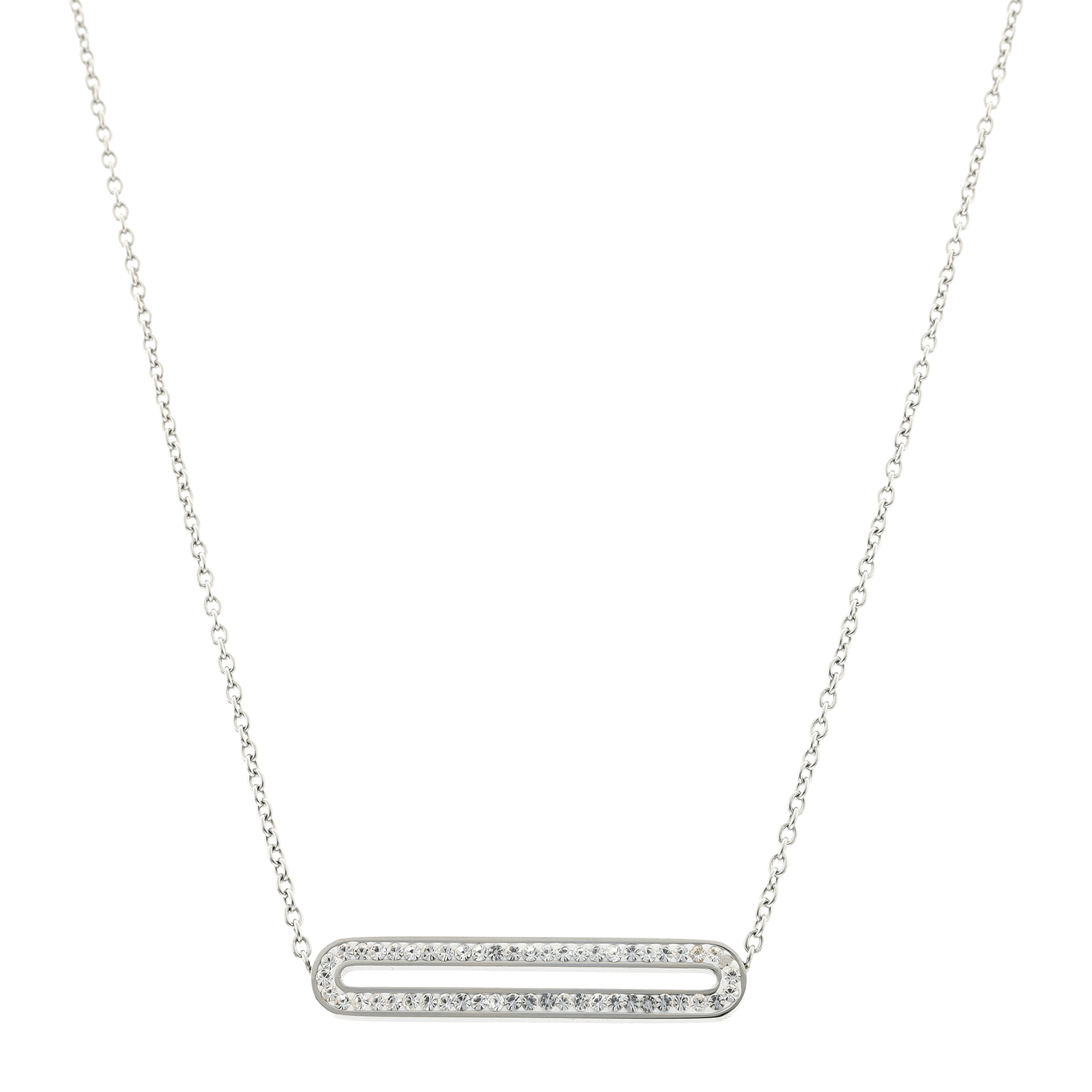 Collier Motif Cristal 32*6mm 42 A 45cm Acier