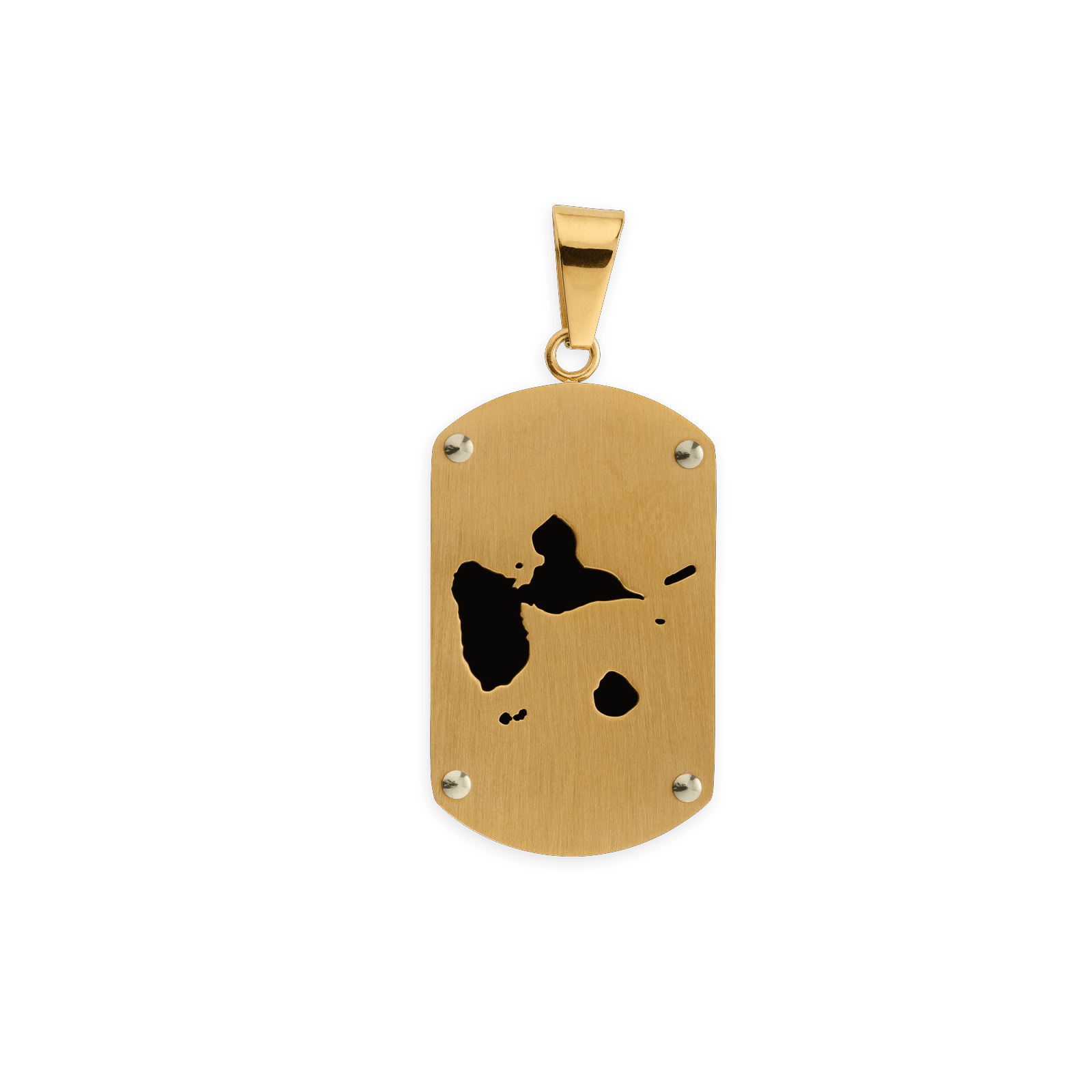 Pendentif Acier Bicolore Carte Guadeloupe avec bélière