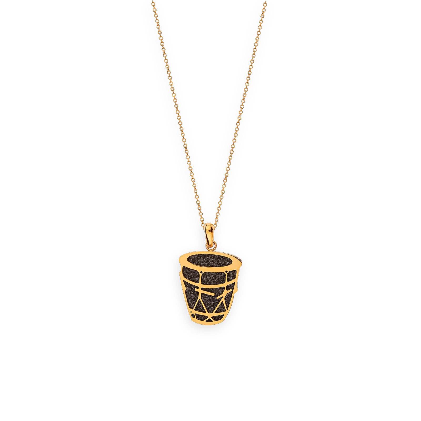 Pendentif 9.7 grammes Acier Gwoka Acier doré paillettes noir