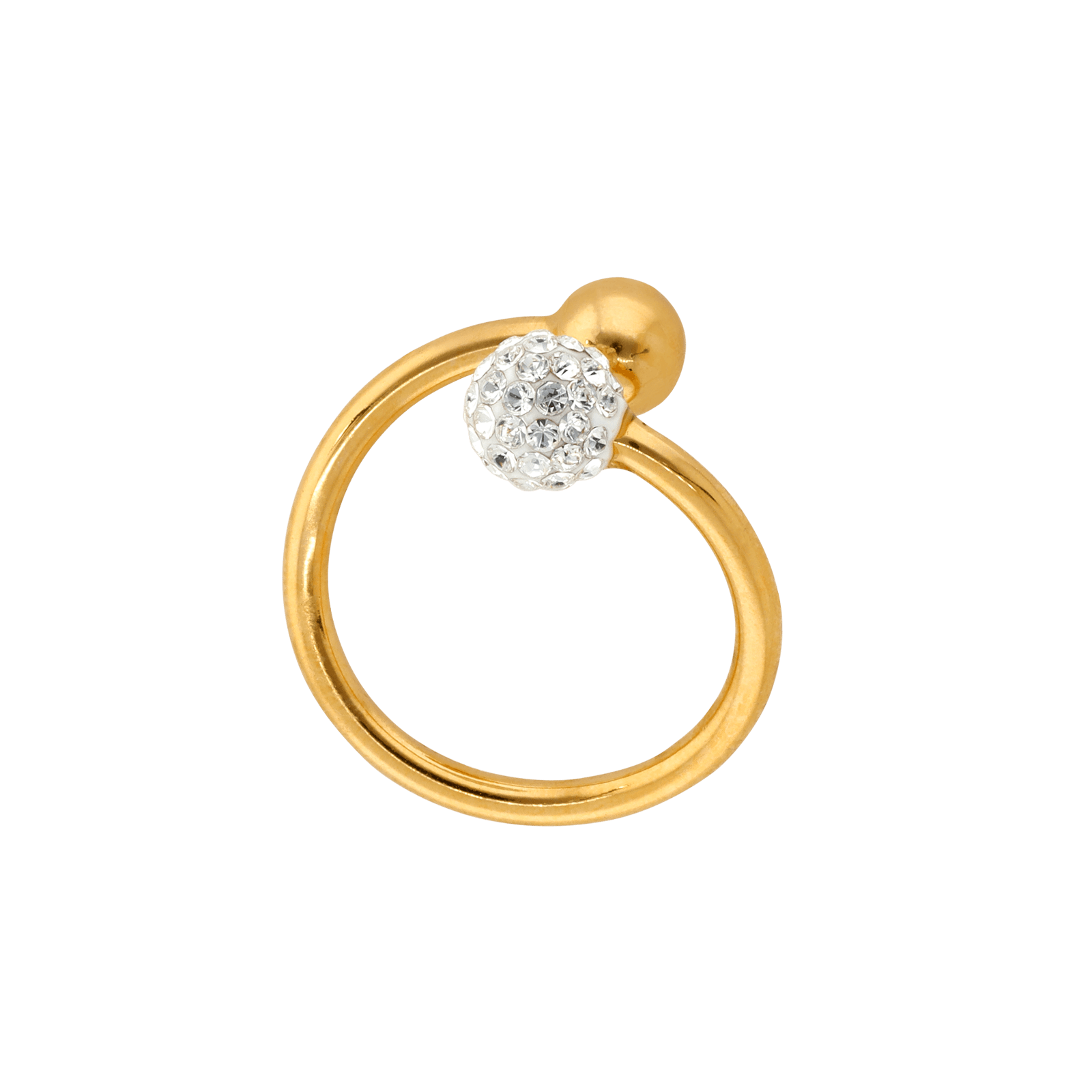 bague boule 6mm cristal 7mm taille 56 acier jaune