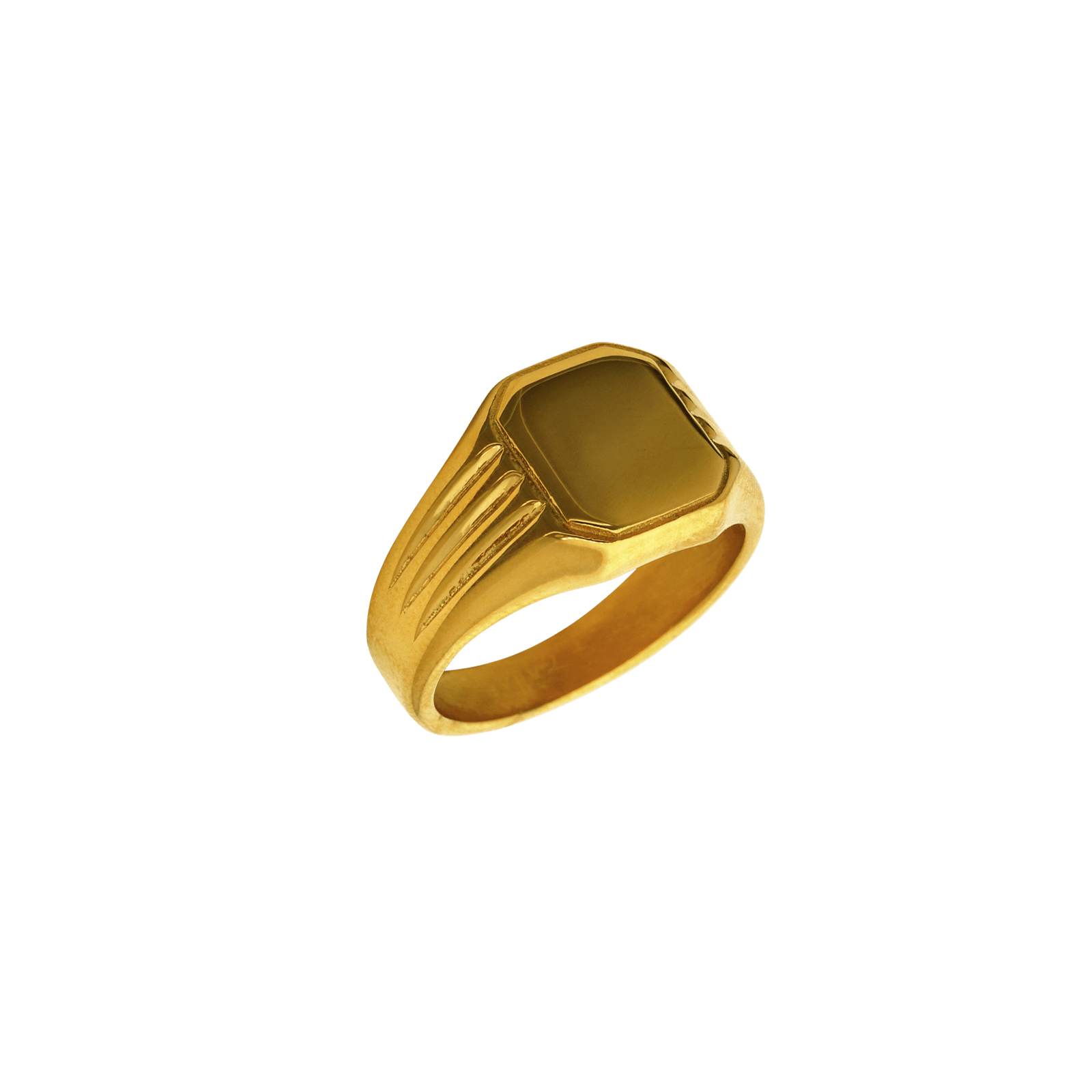 Chevalière homme carrée acier doré IPG 12,5 mm taille 60