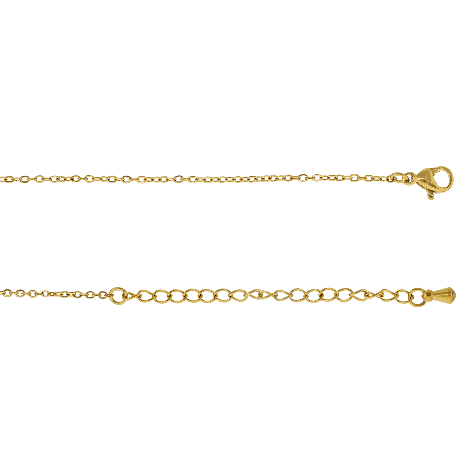 collier callas acier doré quatre trèfles effet malachite 40 plus 3 mm