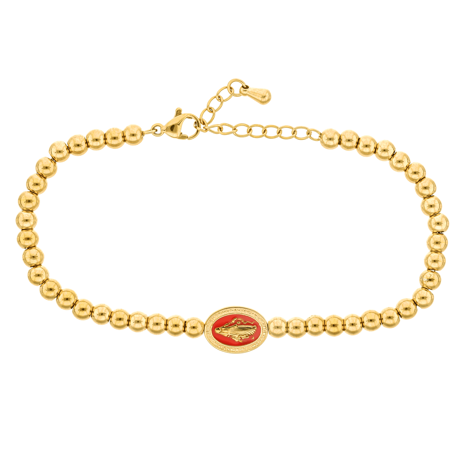 bracelet callas acier doré boules 3 mm miraculeuse époxy rose 16 plus 3 mm