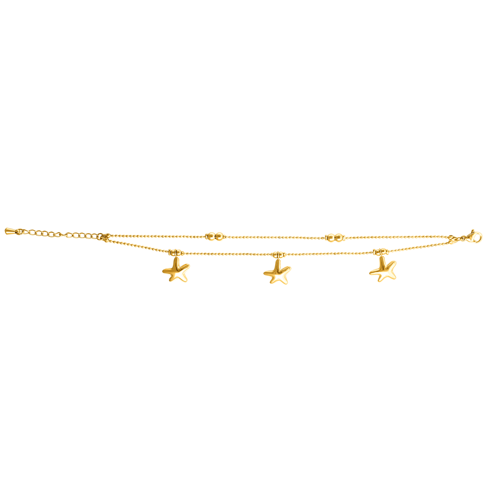 Bracelet Callas Acier doré 2 rangs charms étoile de mer 16 plus 5 centimètres