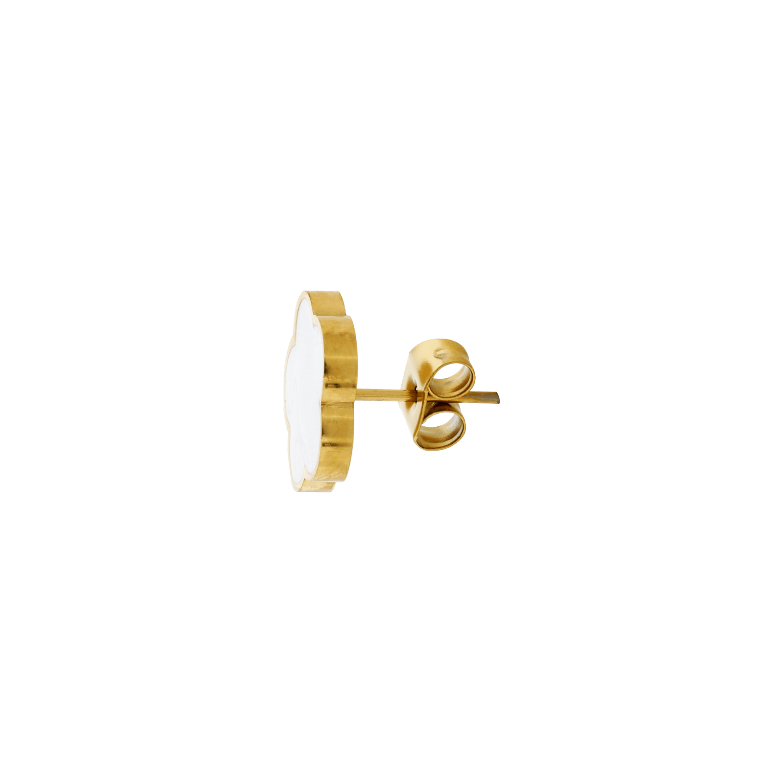 boucles d'oreilles callas acier doré trèfle blanc