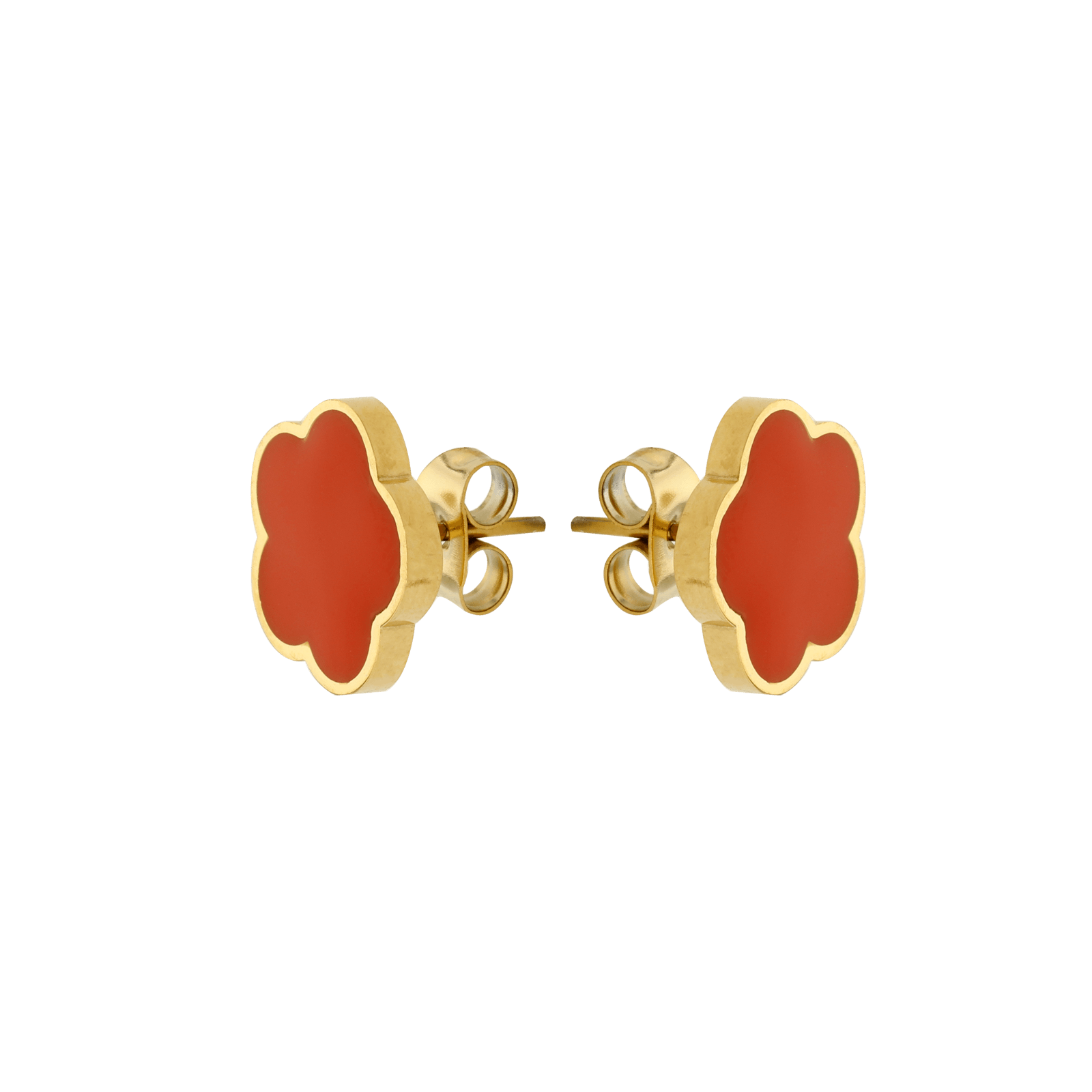 boucles d'oreilles callas acier doré trèfle orange