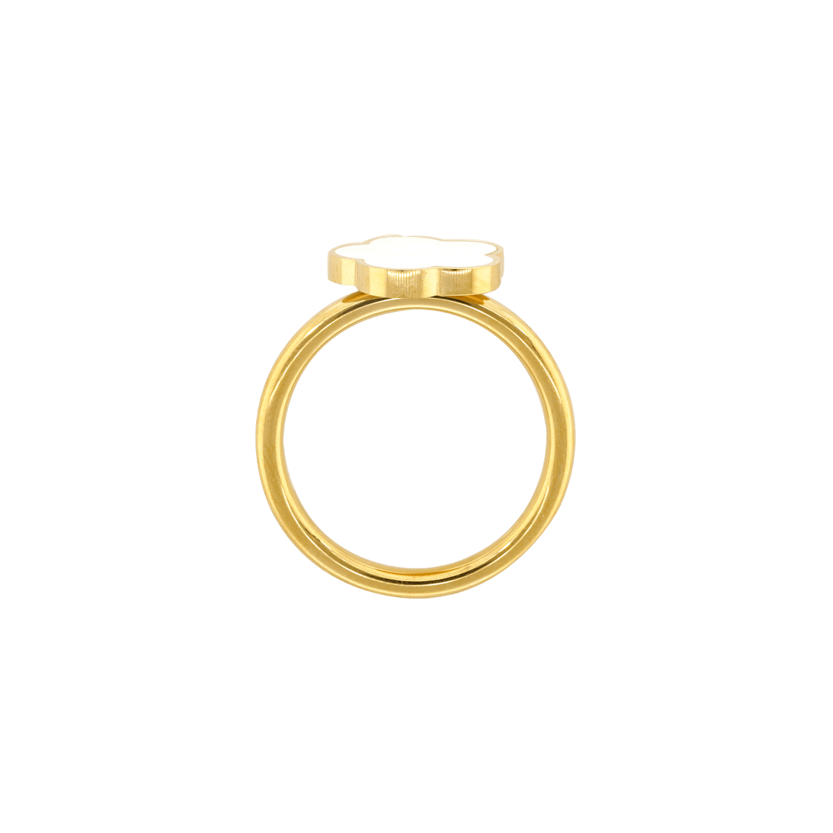 Bague Callas Acier doré trèfle blanc