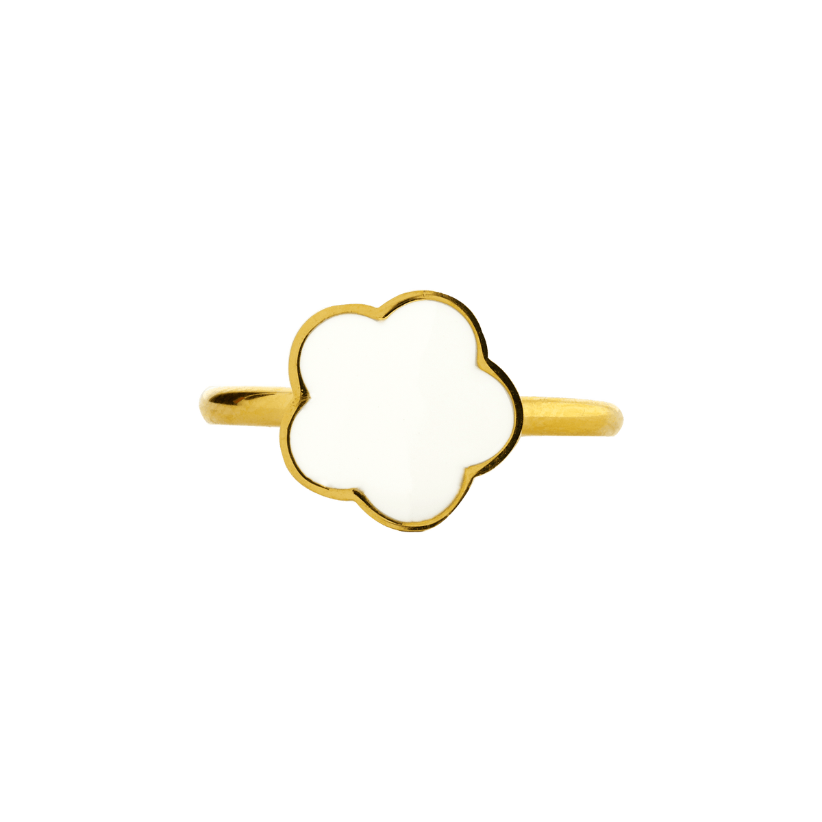 Bague Callas Acier doré trèfle blanc