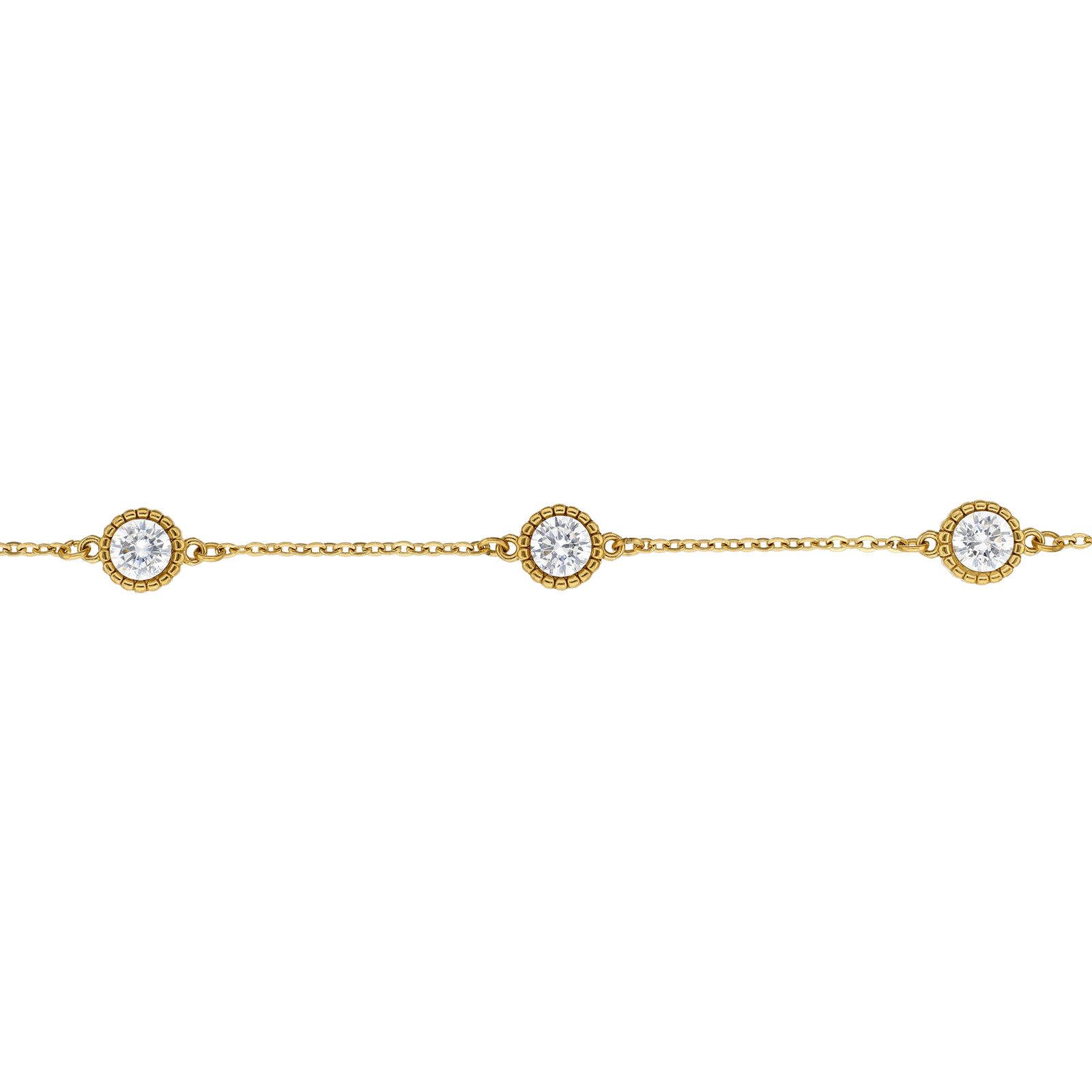 Bracelet Callas Acier doré 4 Zircons blanc 17 plus 3 centimètres