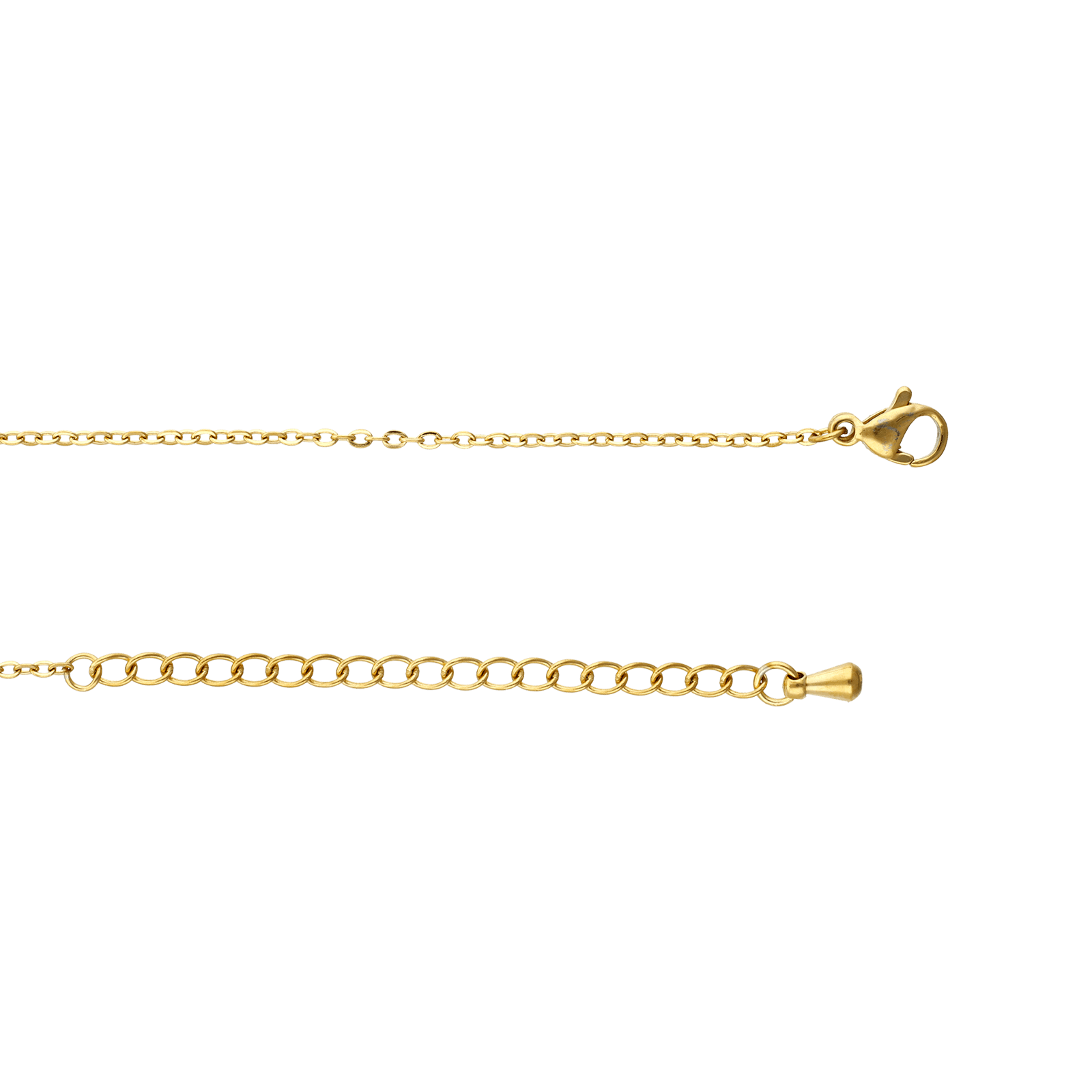 collier callas acier doré pendentif carré zircon blanc 40 plus 5 mm